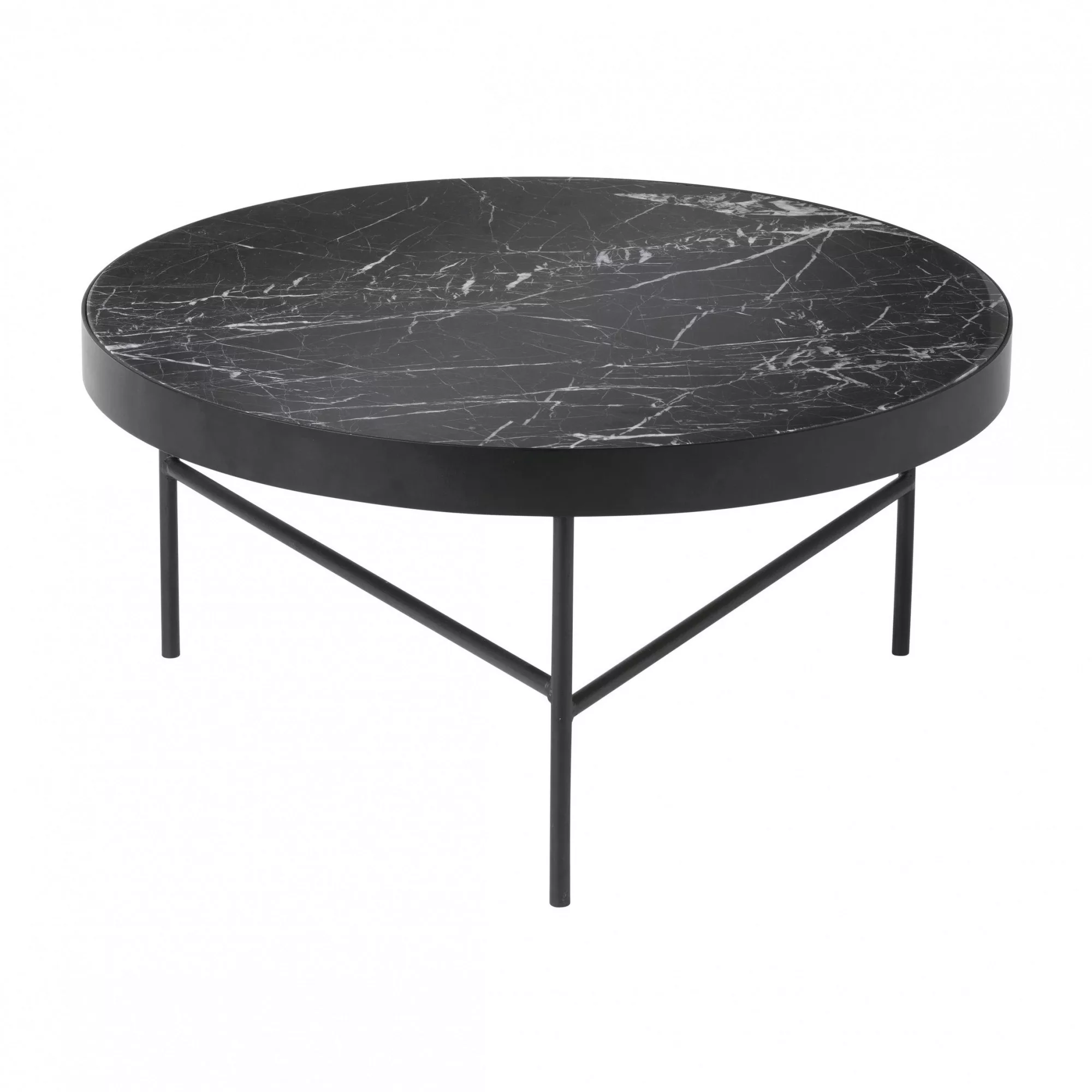 ferm LIVING - Marble Couchtisch groß - marmor schwarz/H 35cm/Ø 70cm/Gestell günstig online kaufen