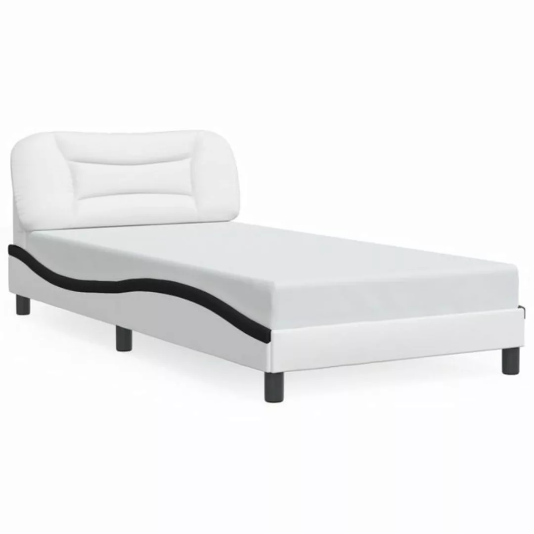 vidaXL Bett Bettgestell mit LED Weiß und Schwarz 100x200 cm Kunstleder günstig online kaufen