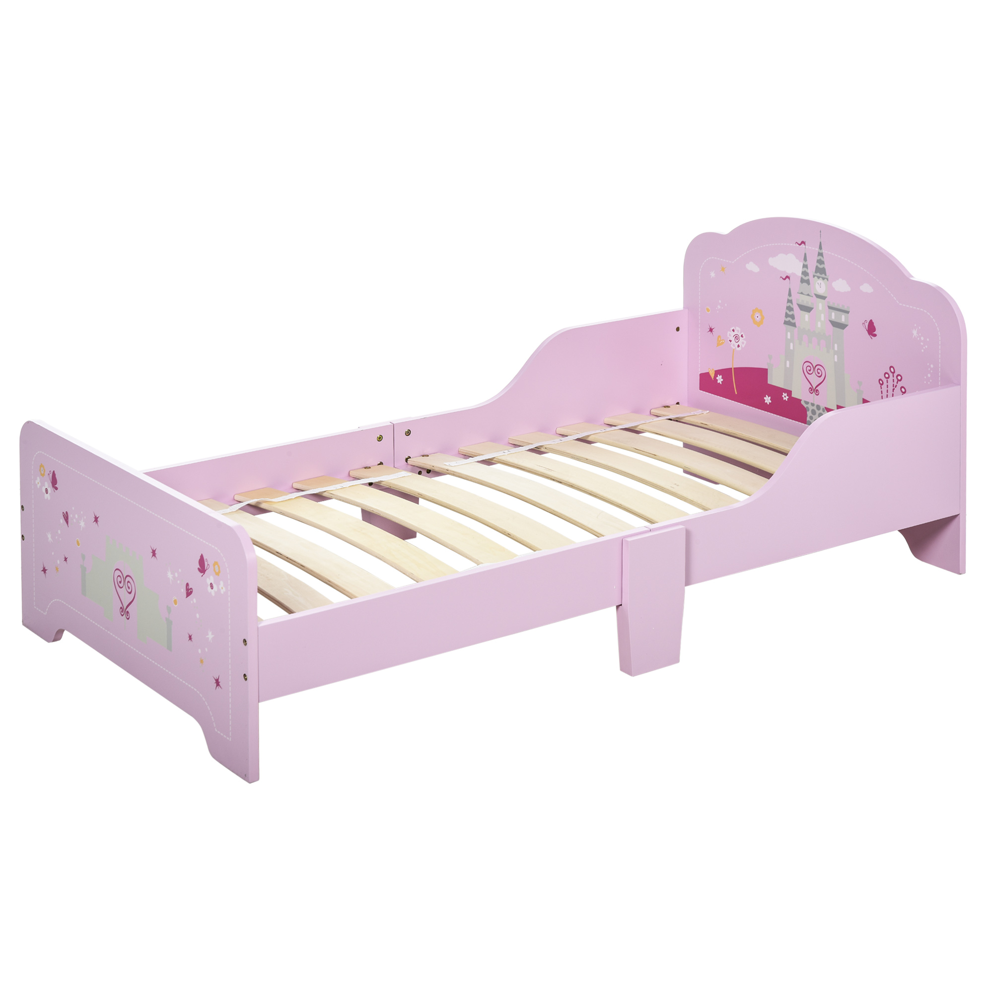 HOMCOM Kinderbett - Kinderbett Design Prinzessin Motiv Schloss - Lattenrost günstig online kaufen