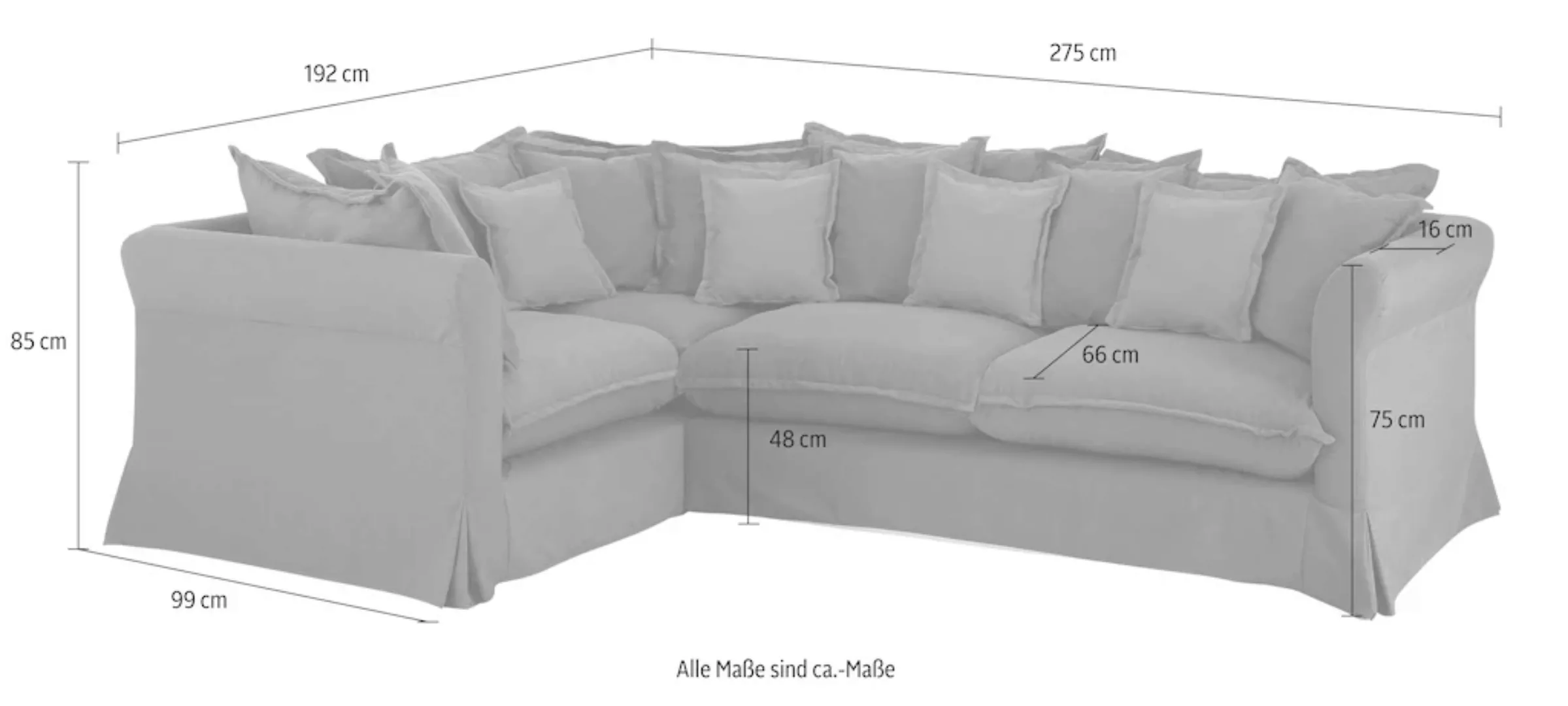 Home affaire Ecksofa »Luise L-Form«, mit vielen losen Kissen und abnehmbare günstig online kaufen