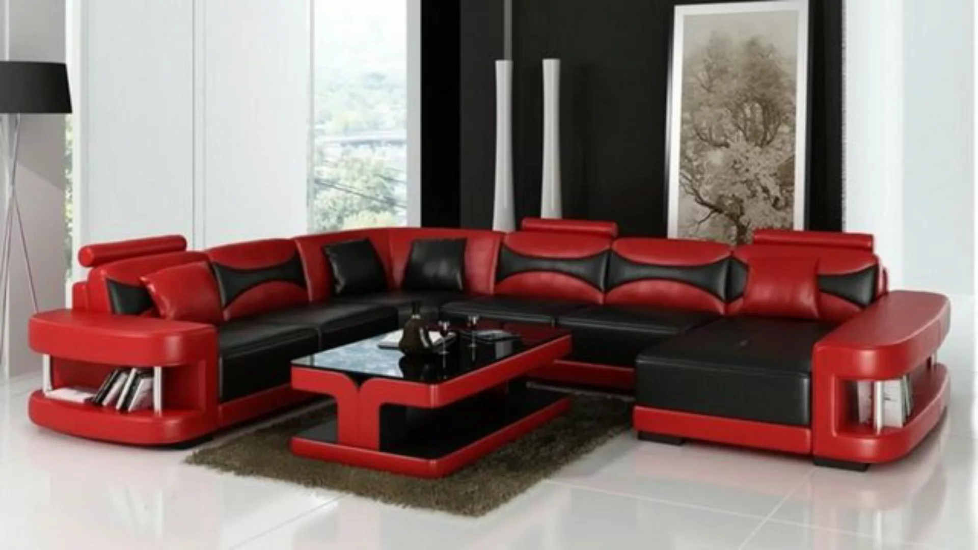 JVmoebel Ecksofa XXL Wohnlandschaft U Form Ecksofa Sofa Couch Polster Leder günstig online kaufen
