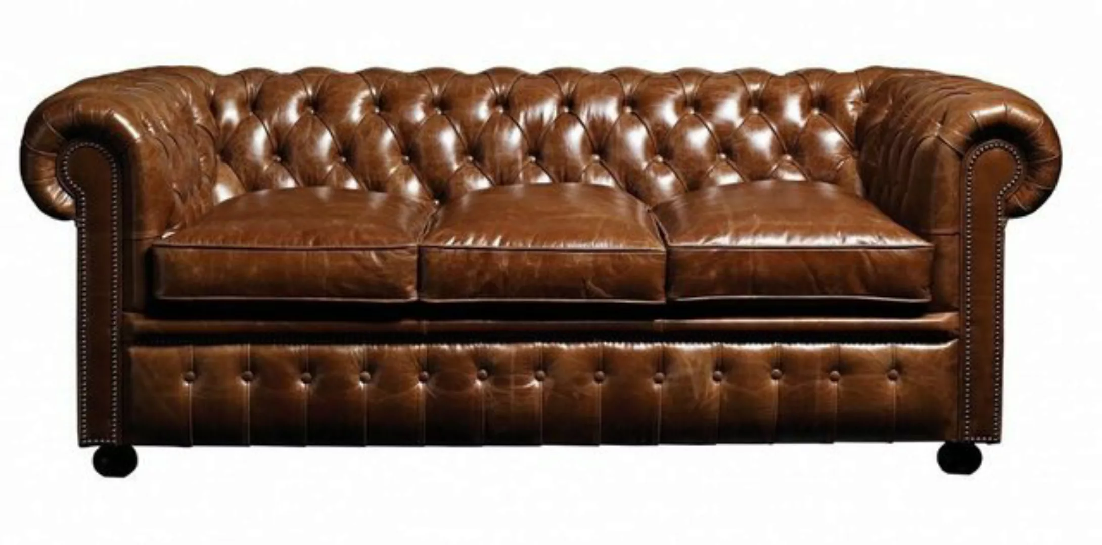 Xlmoebel 3-Sitzer Braun Sofa Chesterfield 3-Sitzer Polster Designer Couch, günstig online kaufen