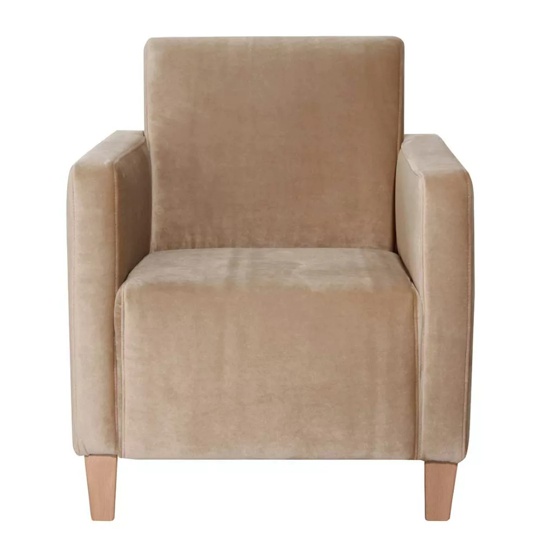 Sessel Sandfarben Samt in modernem Design 42 cm Sitzhöhe günstig online kaufen