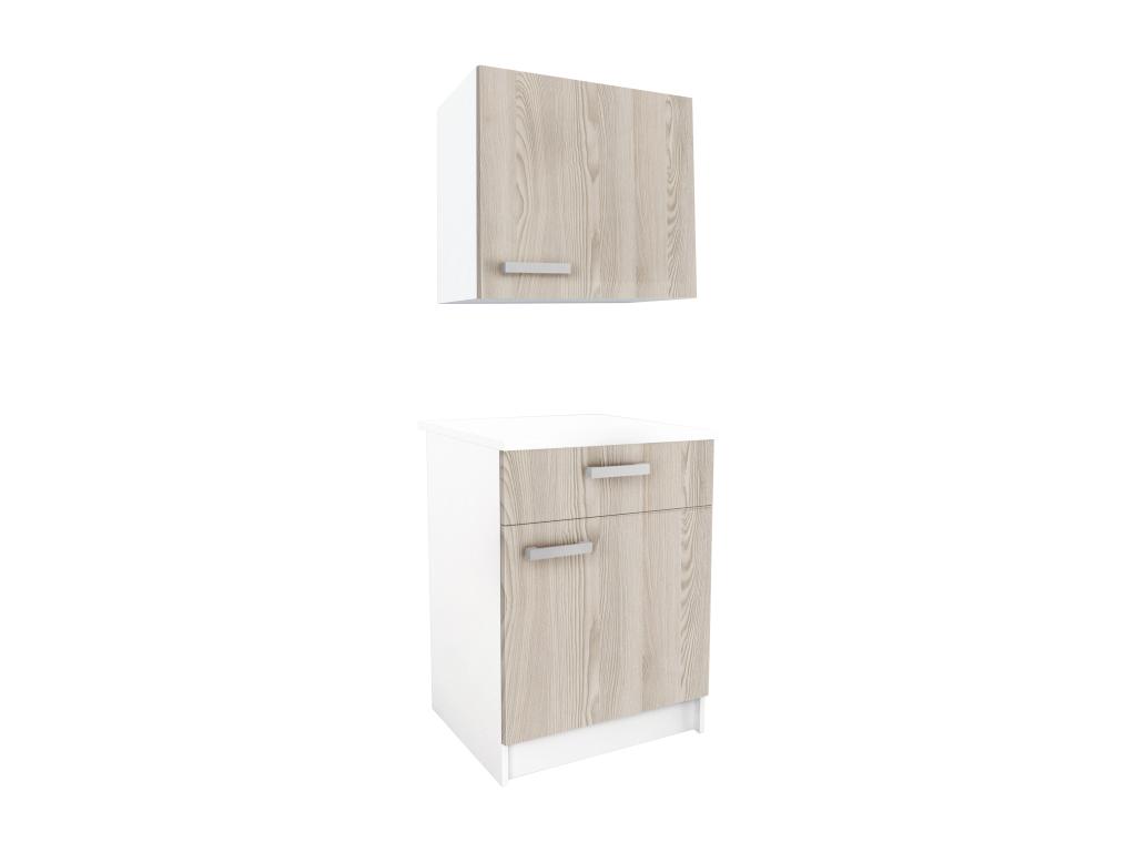 Küchenmöbel - 1 Unterschrank & 1 Oberschrank - 2 Türen & 1 Schublade - Holz günstig online kaufen