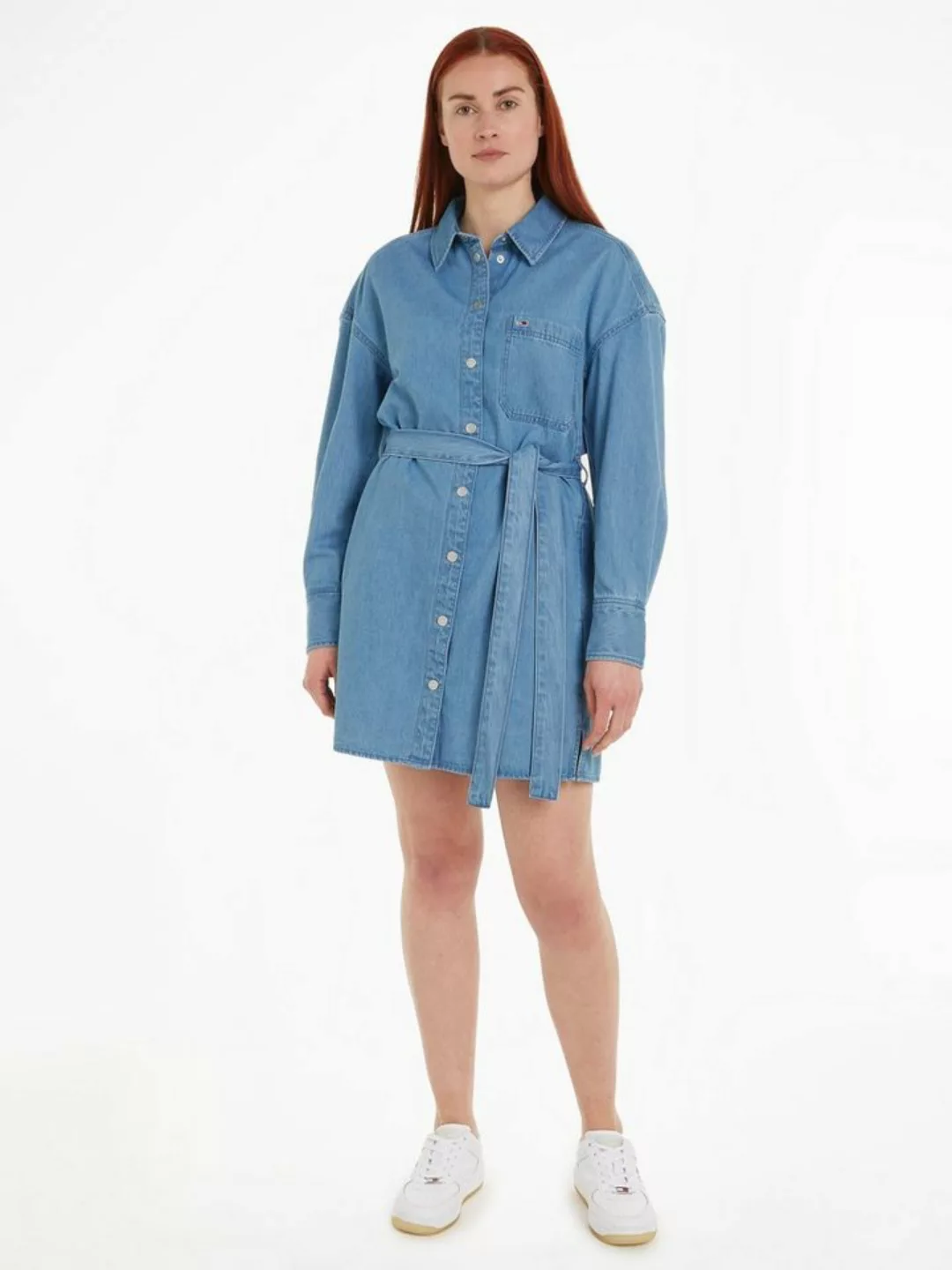 Tommy Jeans Curve Shirtkleid TJW BELTED DENIM SHIRT DRESS EXT günstig online kaufen