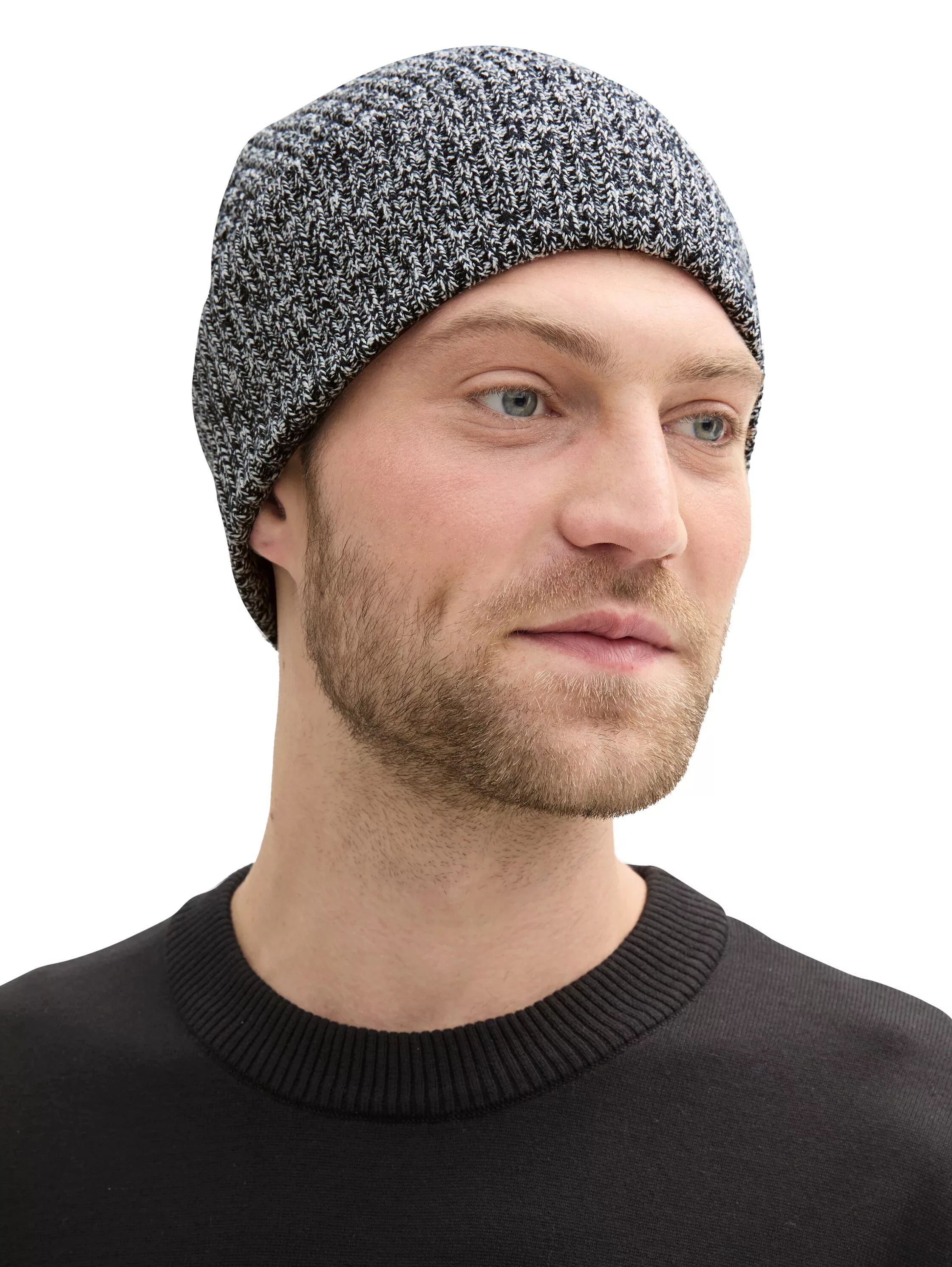 TOM TAILOR Denim Beanie, mit Strick-Struktur und Logo-Badge günstig online kaufen