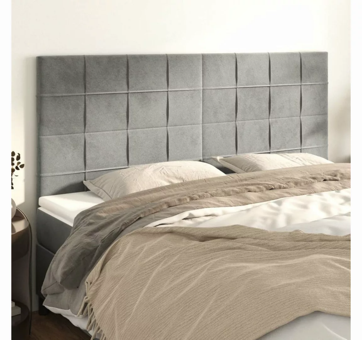 vidaXL Bett, Kopfteile 4 Stk. Hellgrau 90x5x78/88 cm Samt günstig online kaufen