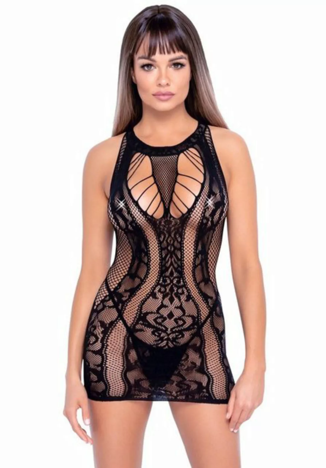 NO:XQSE Minikleid Netzkleid mit String - schwarz (1-tlg) günstig online kaufen