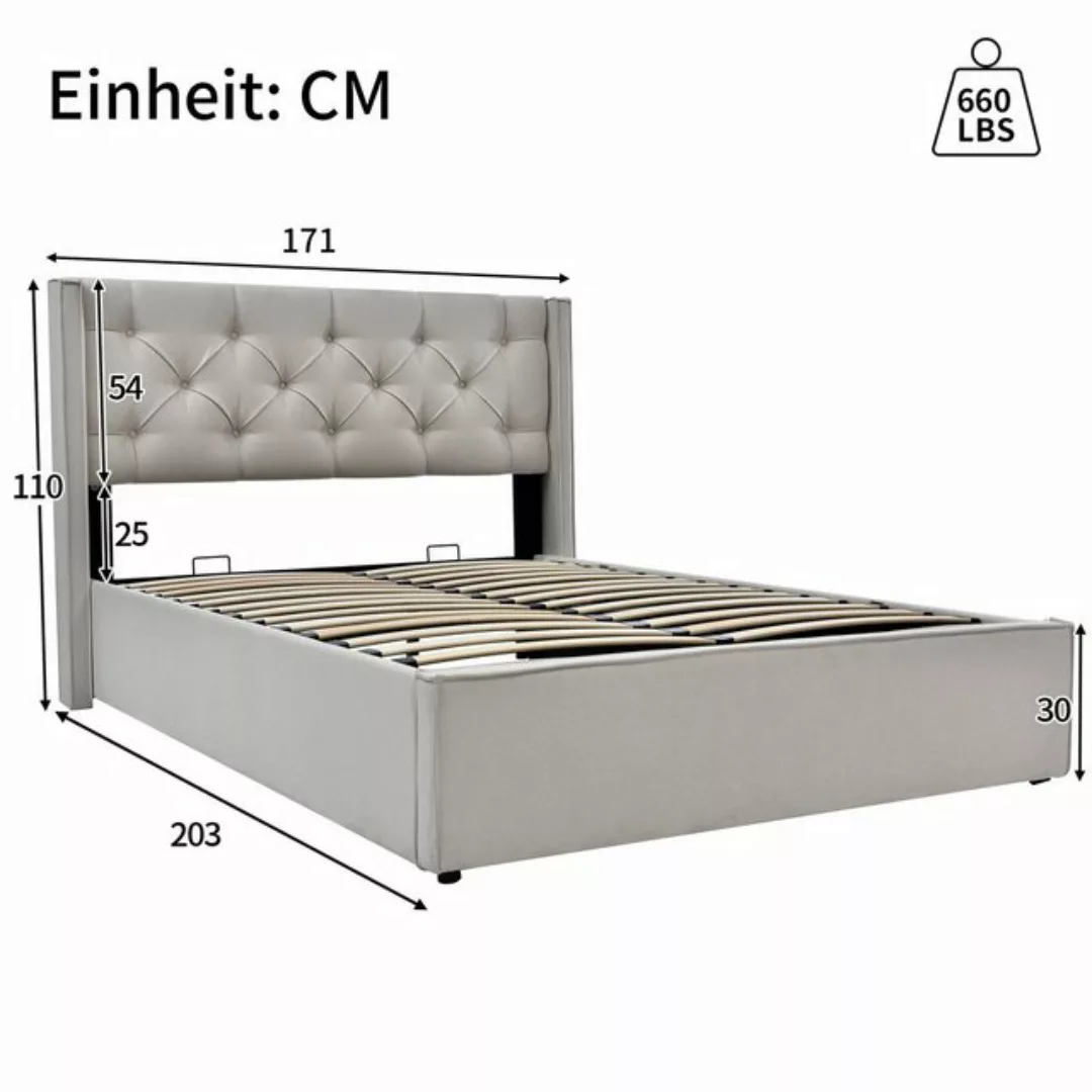 BlingBin Einzelbett Hydraulisch Polsterbett (mit Lattenrost aus Metallrahme günstig online kaufen