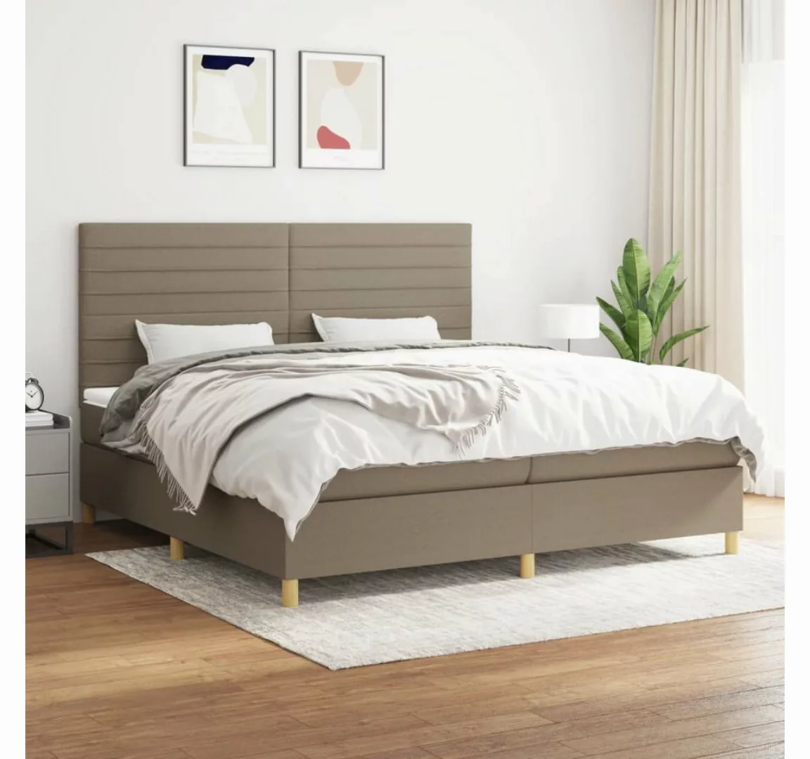 vidaXL Boxspringbett Boxspringbett mit Matratze Taupe 200x200 cm Stoff Bett günstig online kaufen