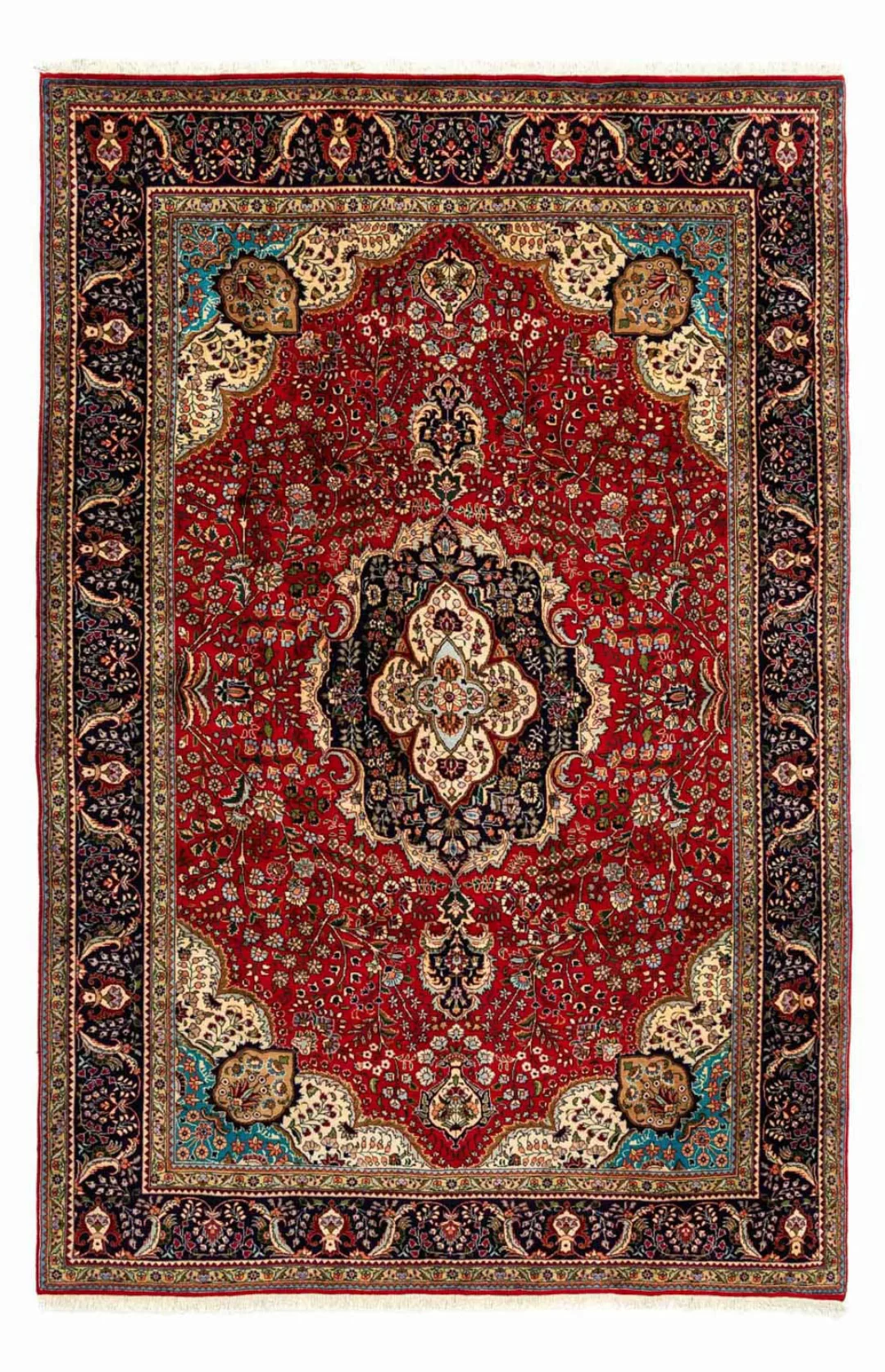 morgenland Wollteppich »Täbriz - 50 Raj Medaillon Blu scuro 266 x 192 cm«, günstig online kaufen