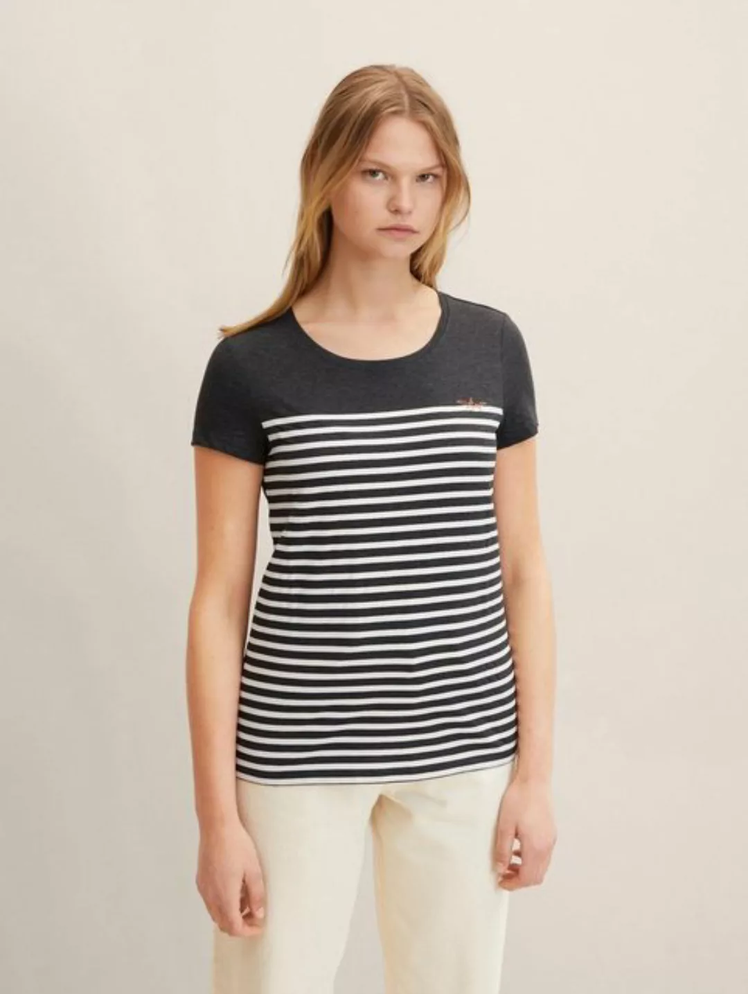TOM TAILOR Denim Langarmshirt T-Shirt mit Streifenmuster günstig online kaufen