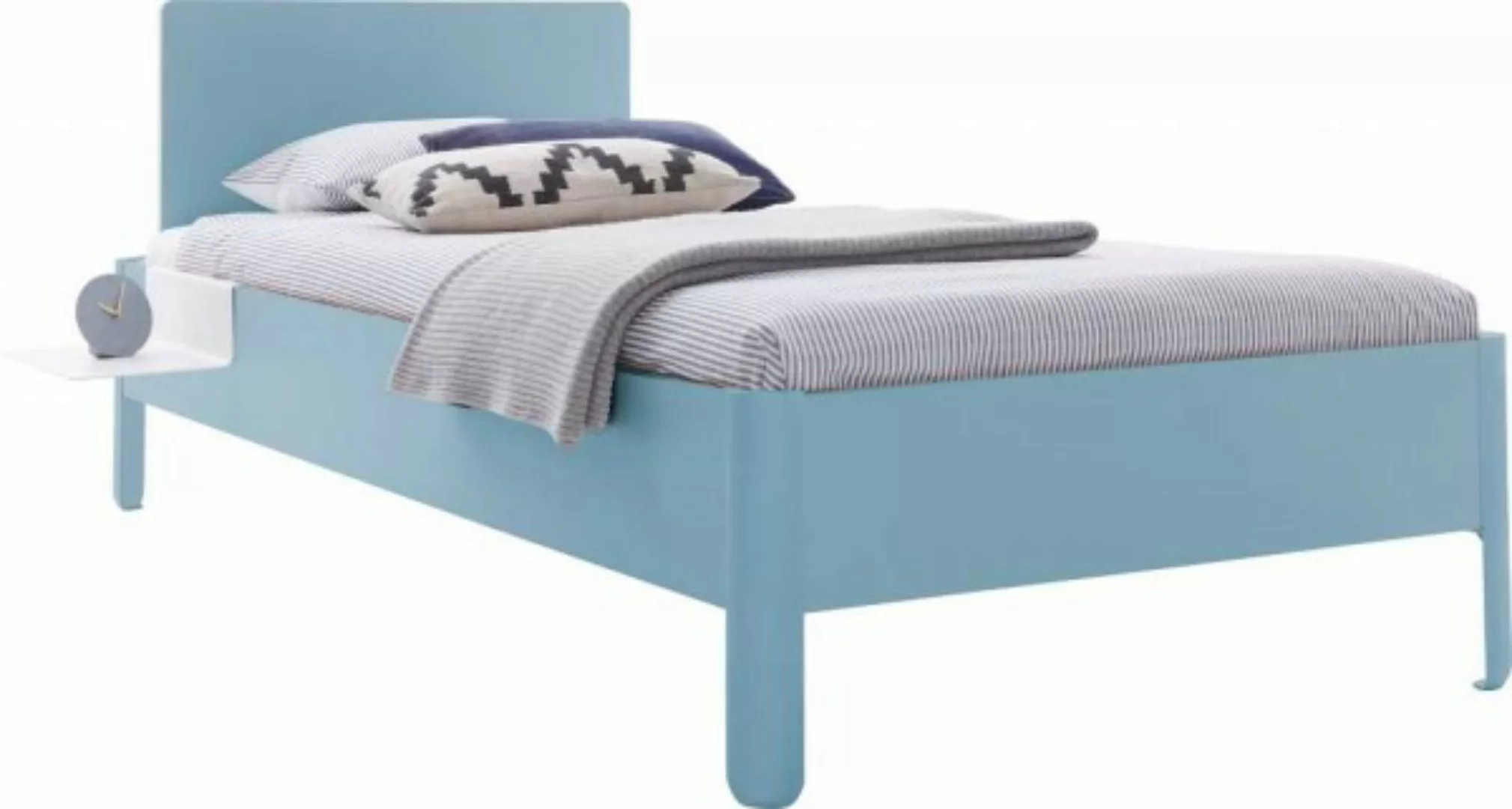 NAIT Einzelbett farbig lackiert 100 x 210cm Mit Kopfteil Silbertannenblau günstig online kaufen