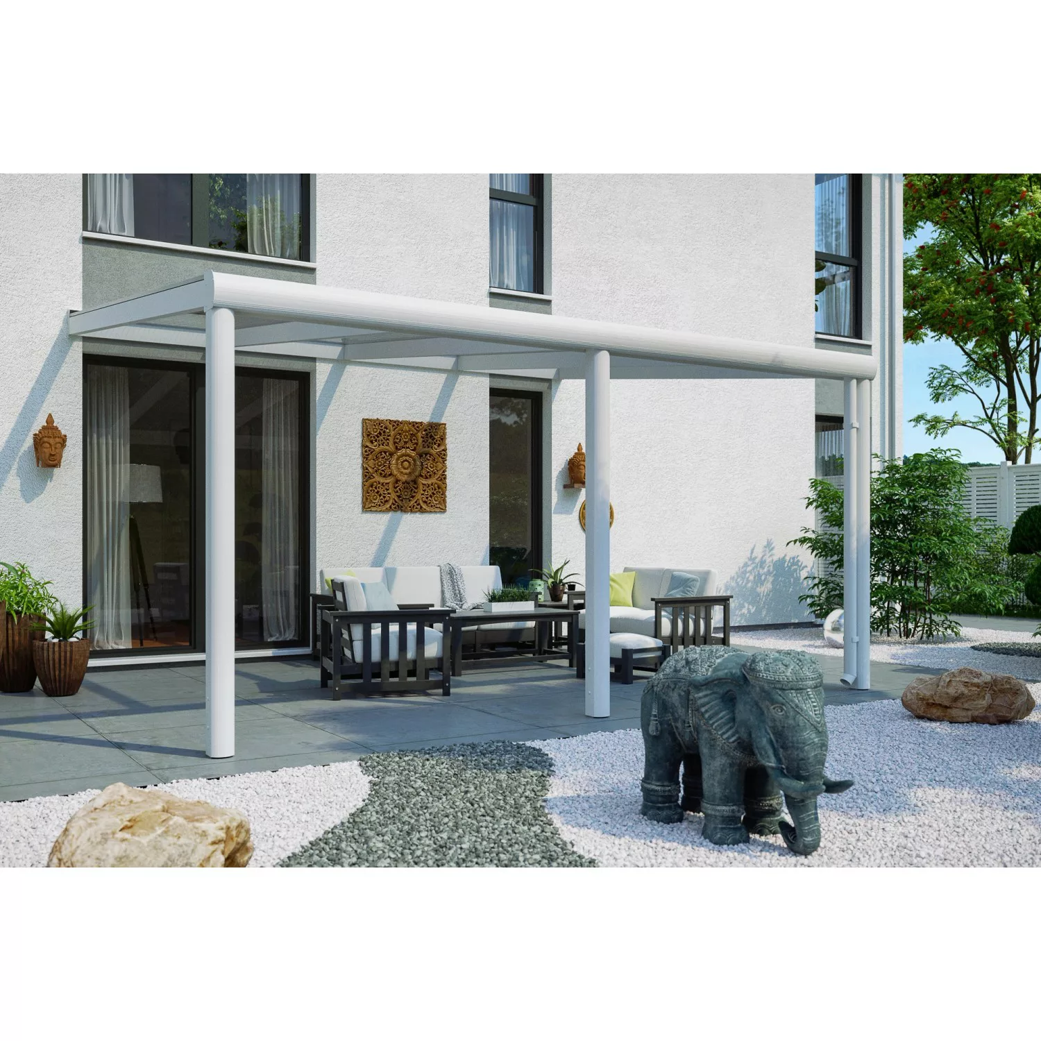 Skan Holz Terrassenüberdachung Garda 434 x 307 cm Aluminium Weiß günstig online kaufen