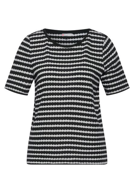 STREET ONE T-Shirt LTD QR yds knit look shirt, Black günstig online kaufen