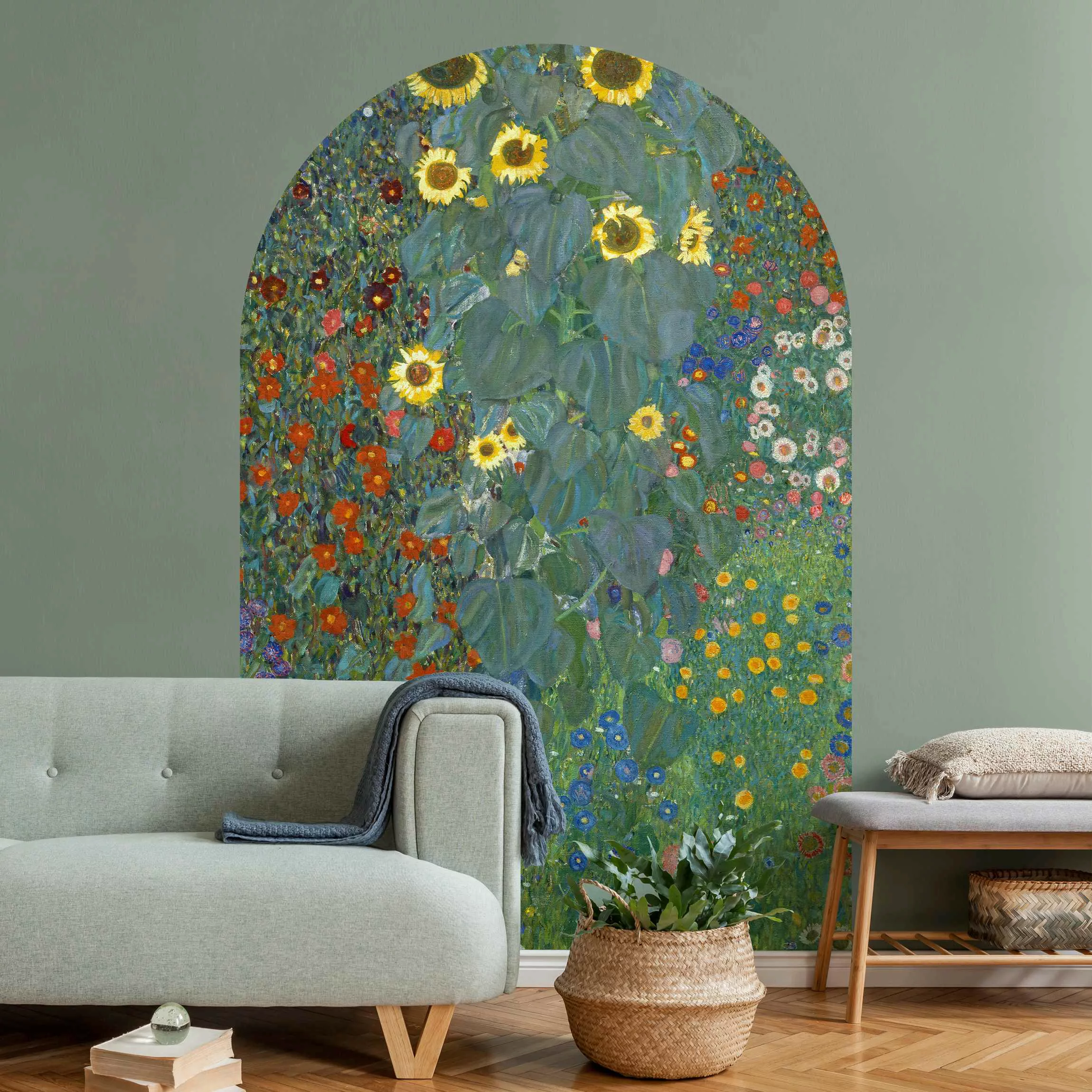 Rundbogen Tapete Gustav Klimt - Garten Sonnenblumen günstig online kaufen