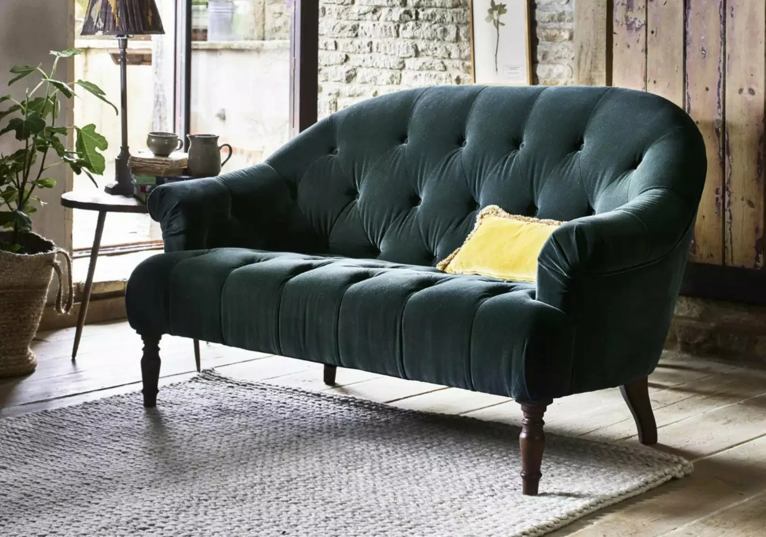 Xlmoebel 2-Sitzer Grün Zweisitzer Chesterfield Sofa mit Textil Wohnzimmer, günstig online kaufen