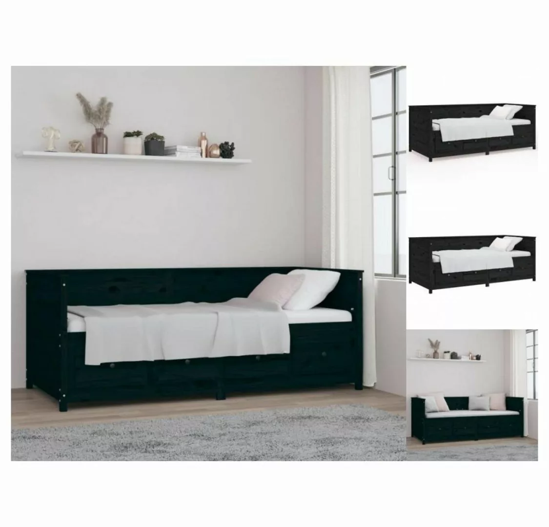 vidaXL Gästebett Gästebett Tagesbett Schwarz 90x200 cm Massivholz Kiefer Be günstig online kaufen