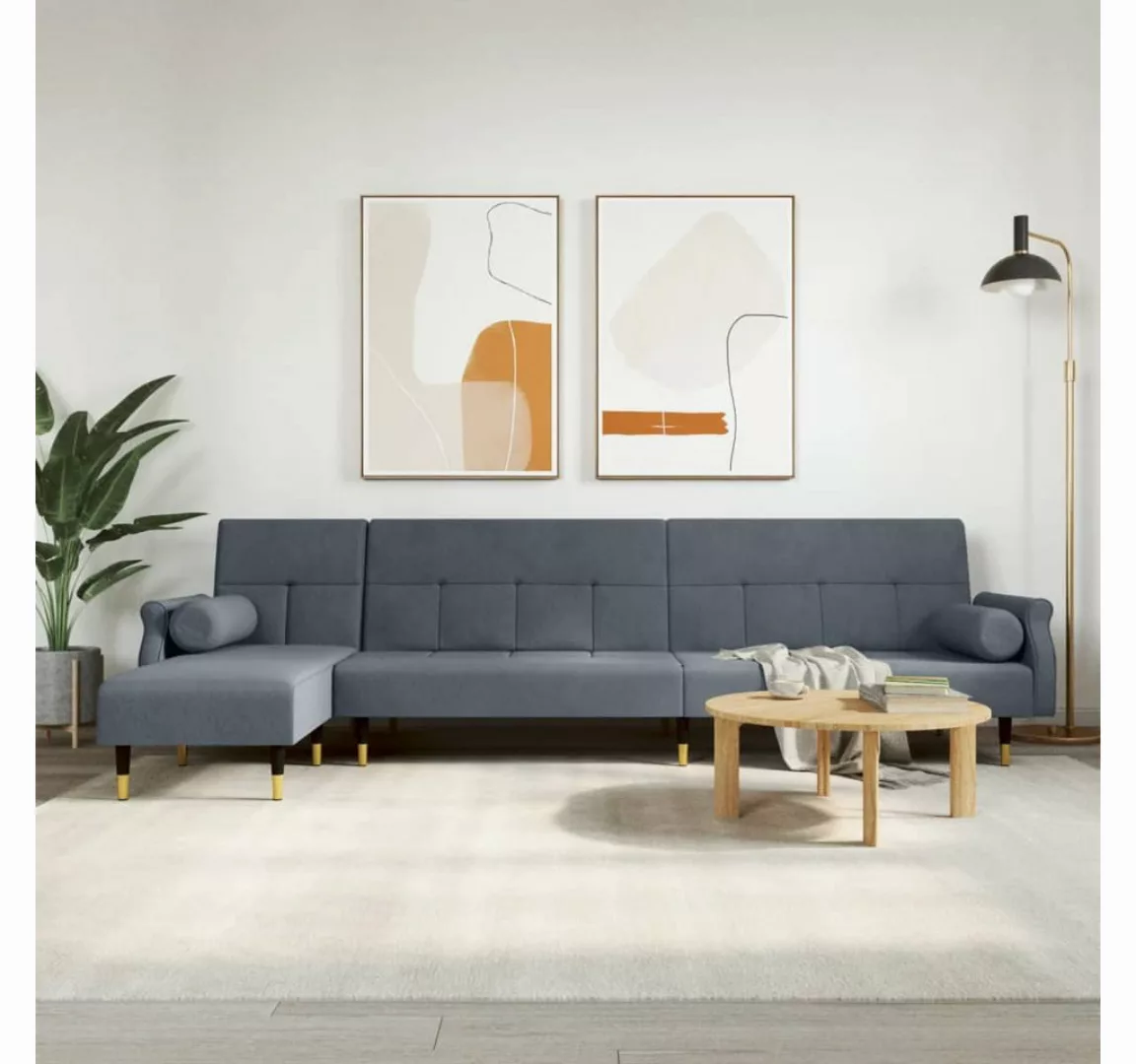 vidaXL Sofa Schlafsofa in L-Form Dunkelgrau 271x140x70 cm Samt Chaiselongue günstig online kaufen