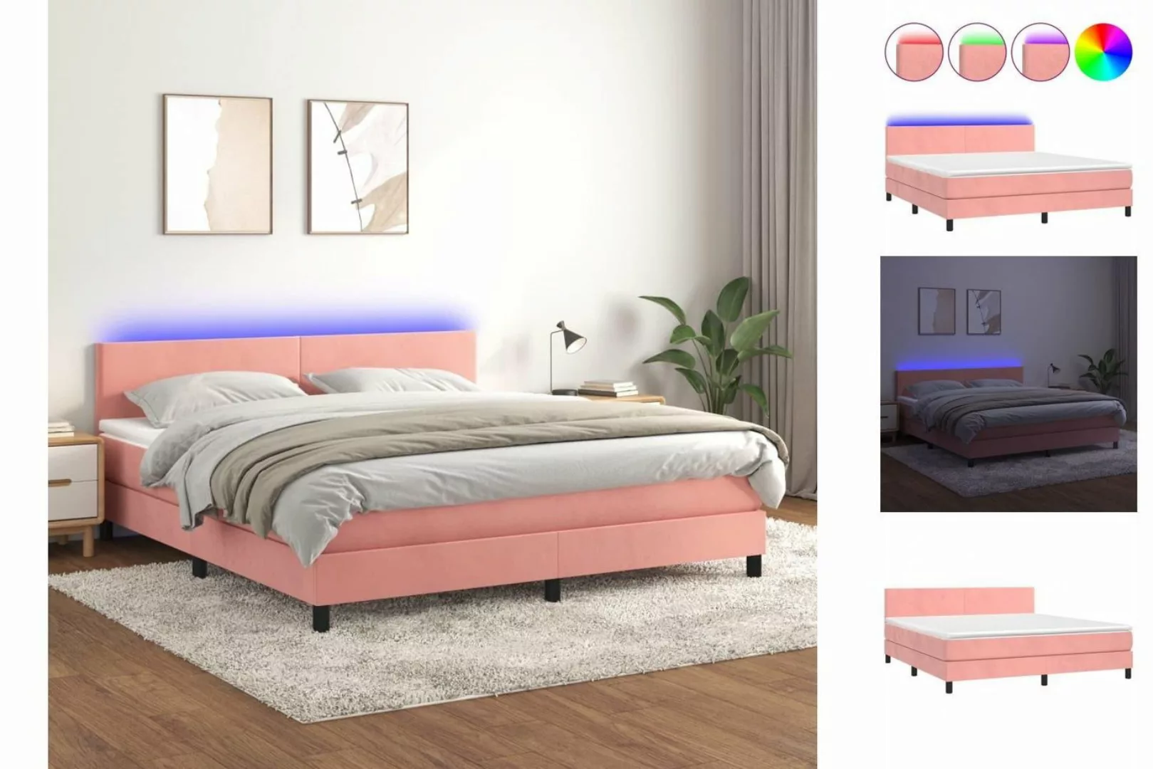 vidaXL Boxspringbett Bett Boxspringbett mit Matratze & LED Samt (160 x 200 günstig online kaufen