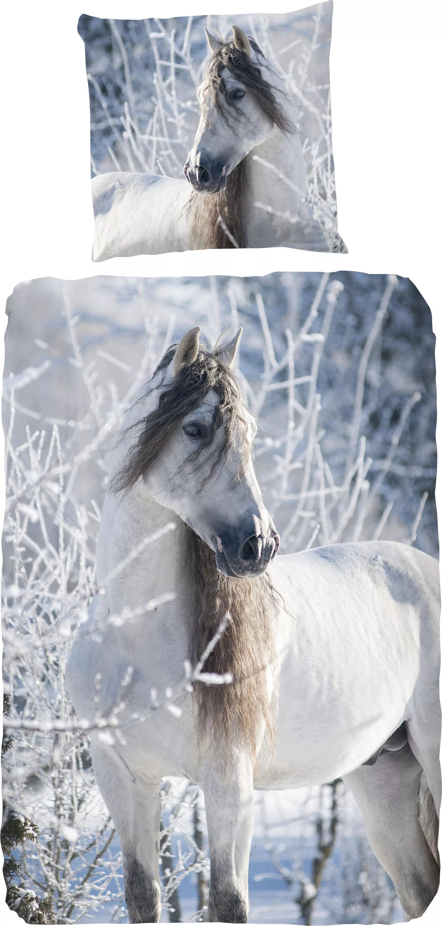 good morning Kinderbettwäsche »White horse«, Biber, 135x200, Weich, Warm, R günstig online kaufen