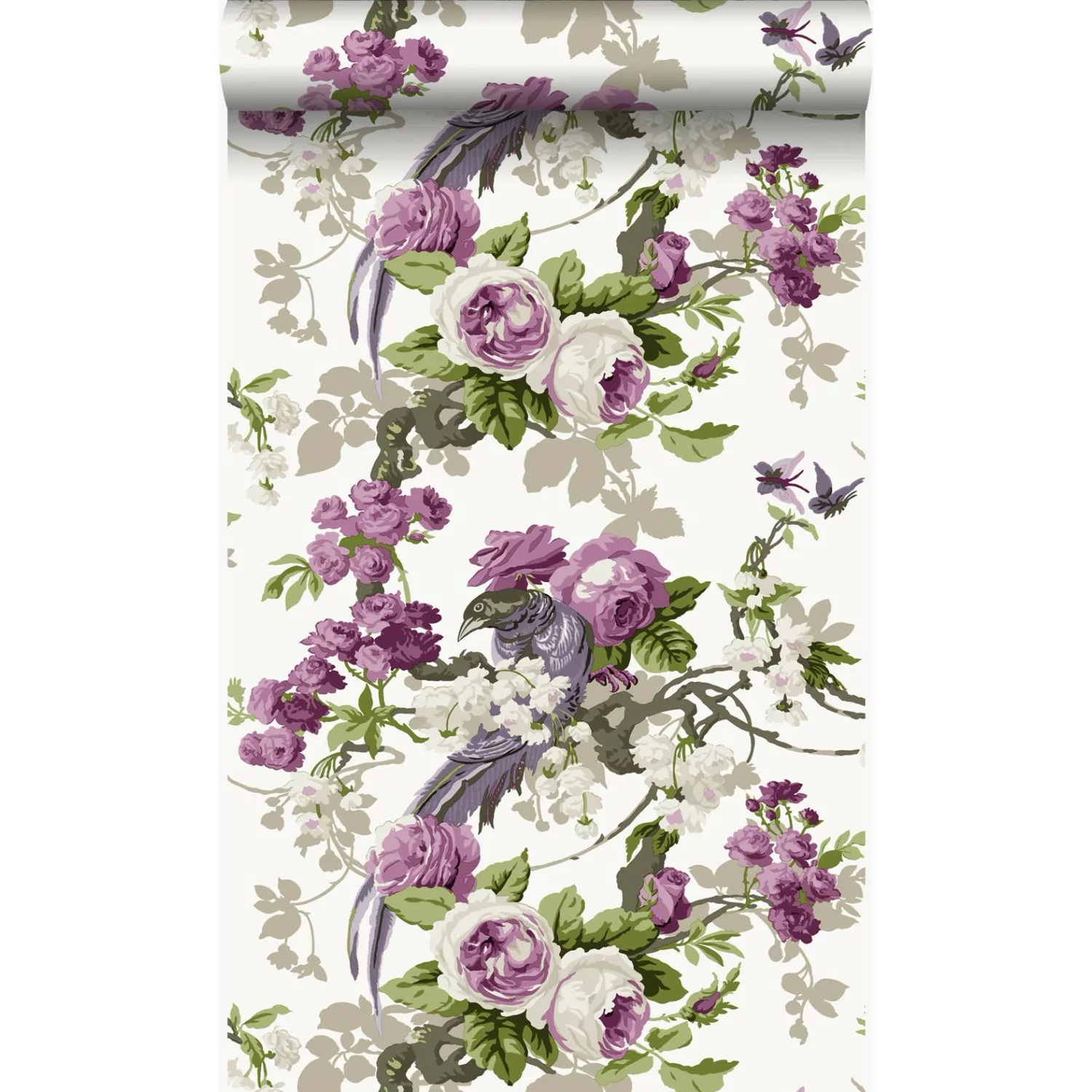 Origin Wallcoverings Tapete Paradiesvögel Lila 53 cm x 10,05 m 326152 günstig online kaufen