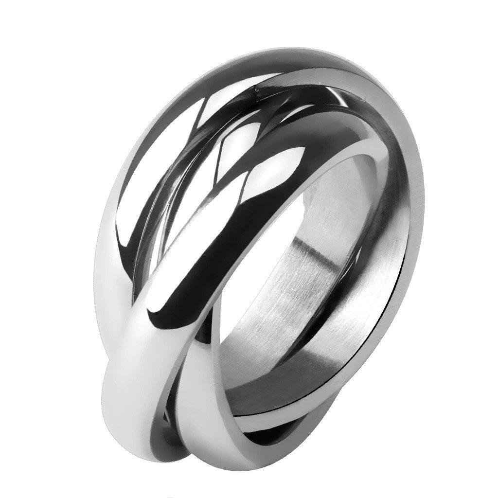 Taffstyle Fingerring Damenring Edelstahl Silber Dreifach günstig online kaufen