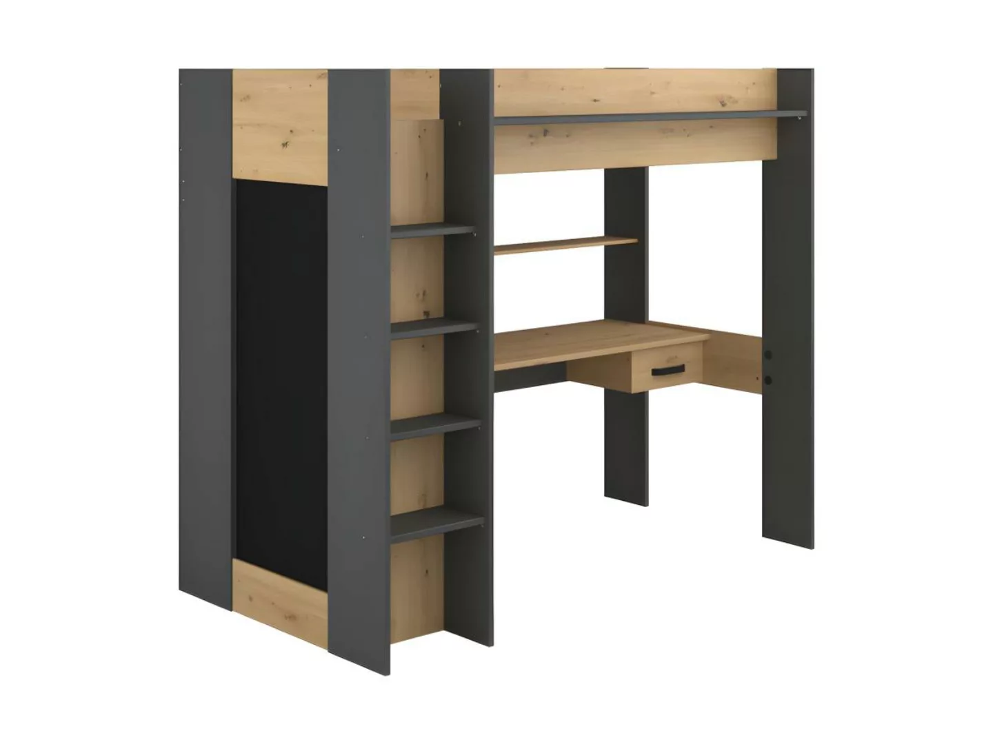 Hochbett mit Schreibtisch + Kleiderschrank - 90 x 200 cm - Naturfarben & An günstig online kaufen