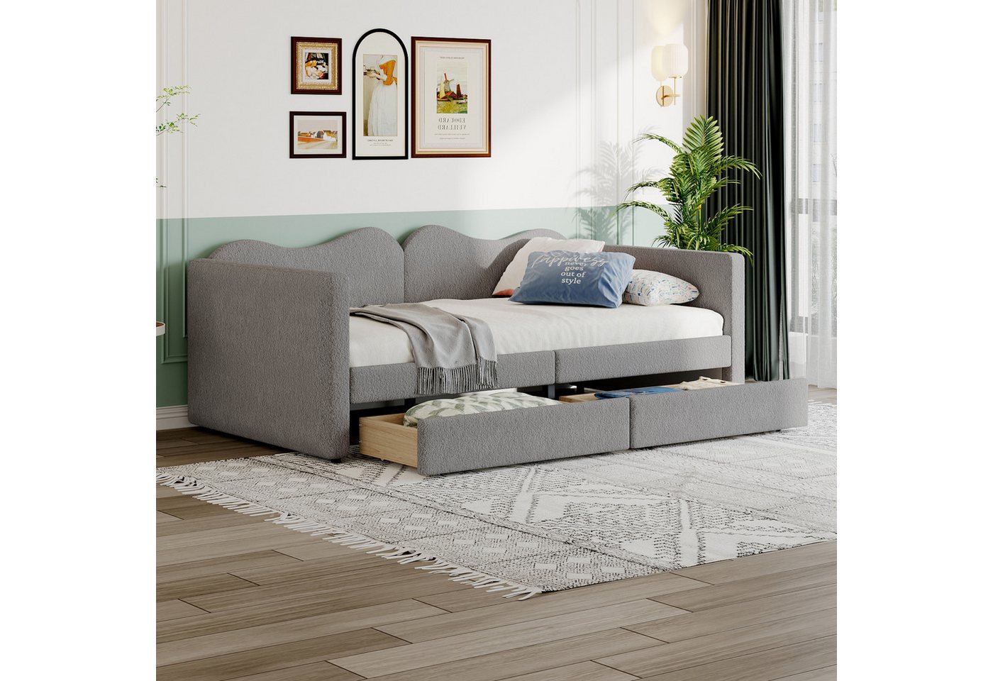 HAUSS SPLOE Schlafsofa 90x200 cm, Sofabett mit 2 Schubladen, Bettrahmen Ted günstig online kaufen