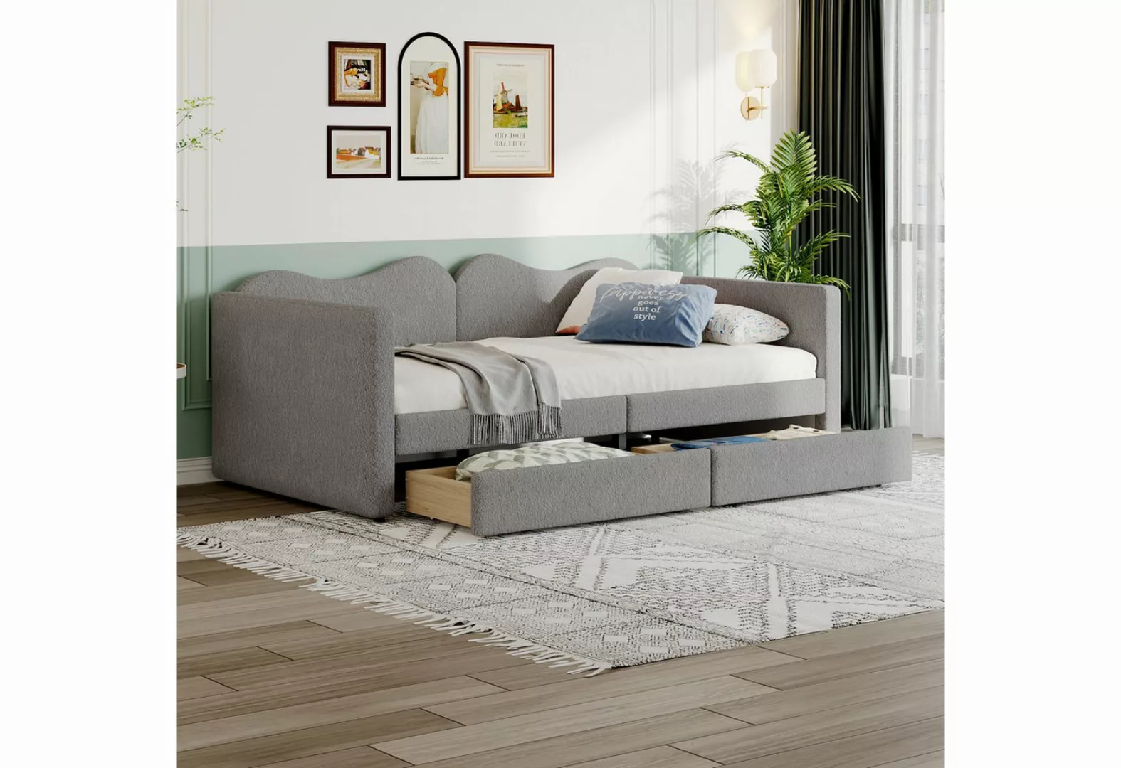 HAUSS SPLOE Schlafsofa 90x200 cm, Sofabett mit 2 Schubladen, Bettrahmen Ted günstig online kaufen