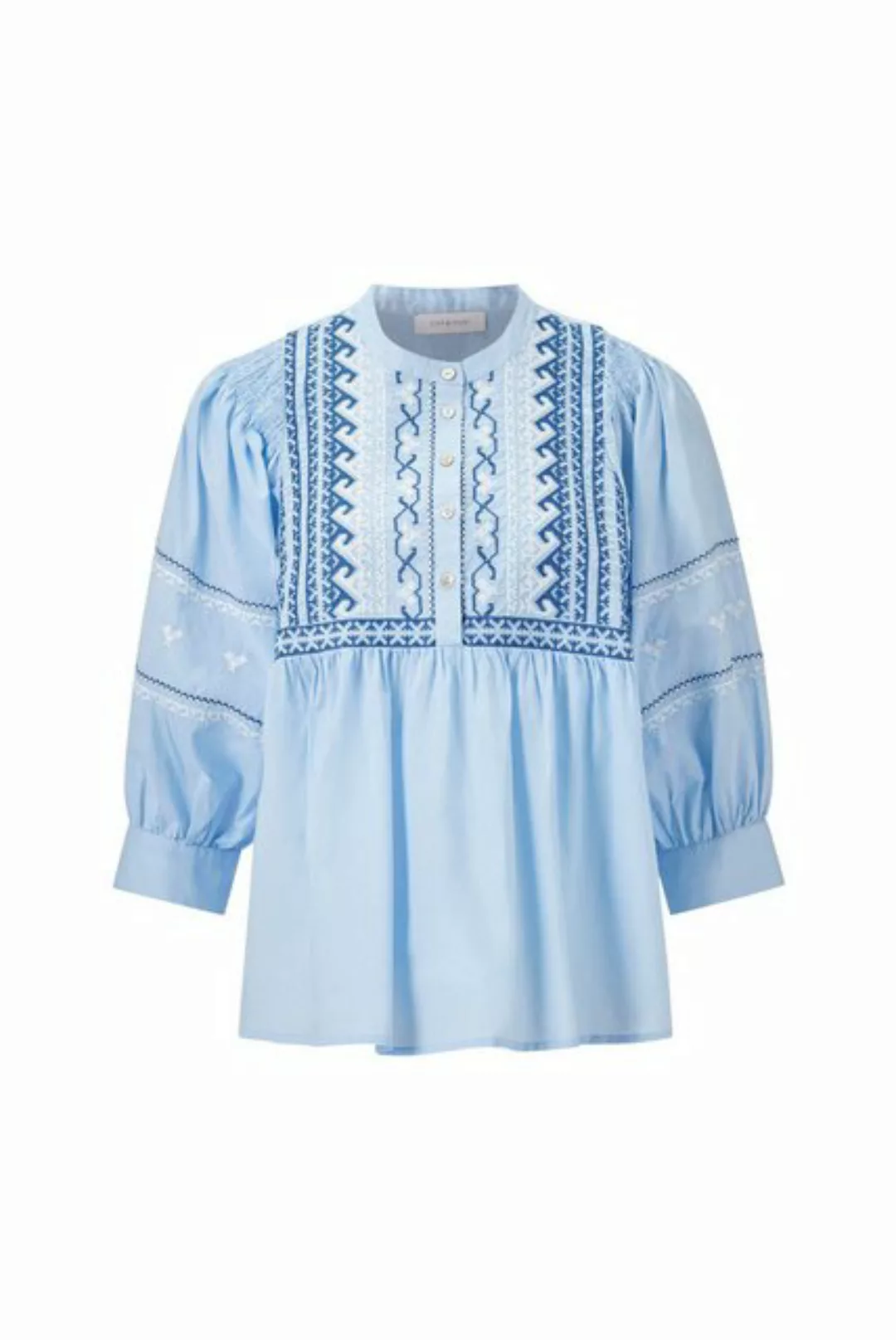 Rich & Royal Blusentop blouse with embroidery organic, cotton blue günstig online kaufen