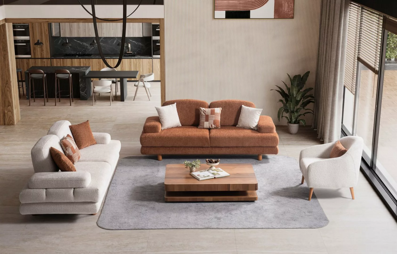 Nobelaa Sofa Sitzgruppe/Sofa Set - Wohnzimmergarnitur "Helios" 3+3+1 günstig online kaufen