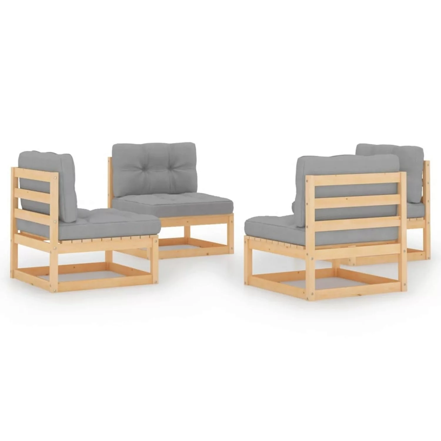 4-tlg. Garten-lounge-set Mit Kissen Kiefer Massivholz günstig online kaufen