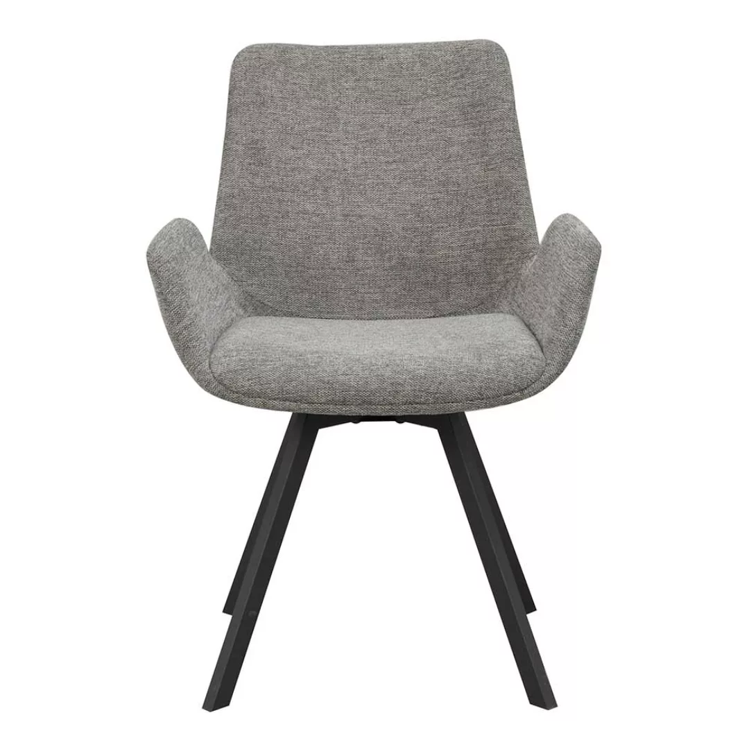 Armlehnenstühle im Skandi Design Webstoff & Metall (2er Set) günstig online kaufen