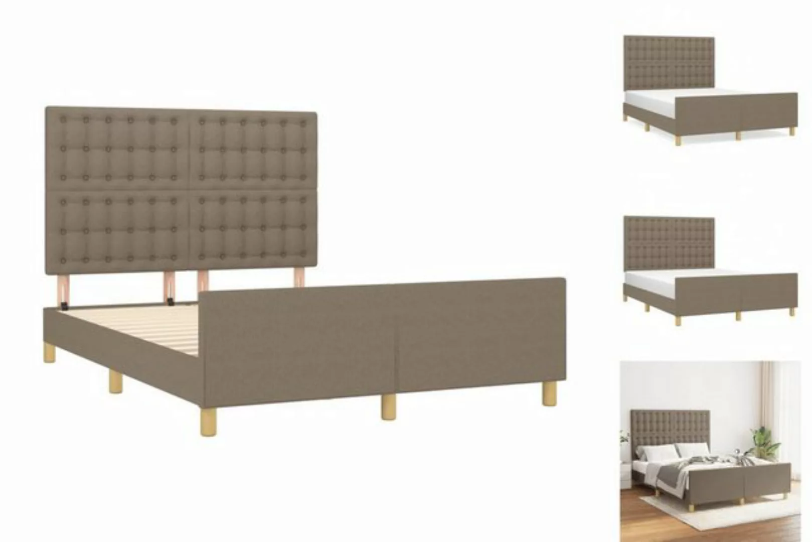 vidaXL Bettgestell Bettrahmen mit Kopfteil Taupe 140x200 cm Stoff Bett Bett günstig online kaufen