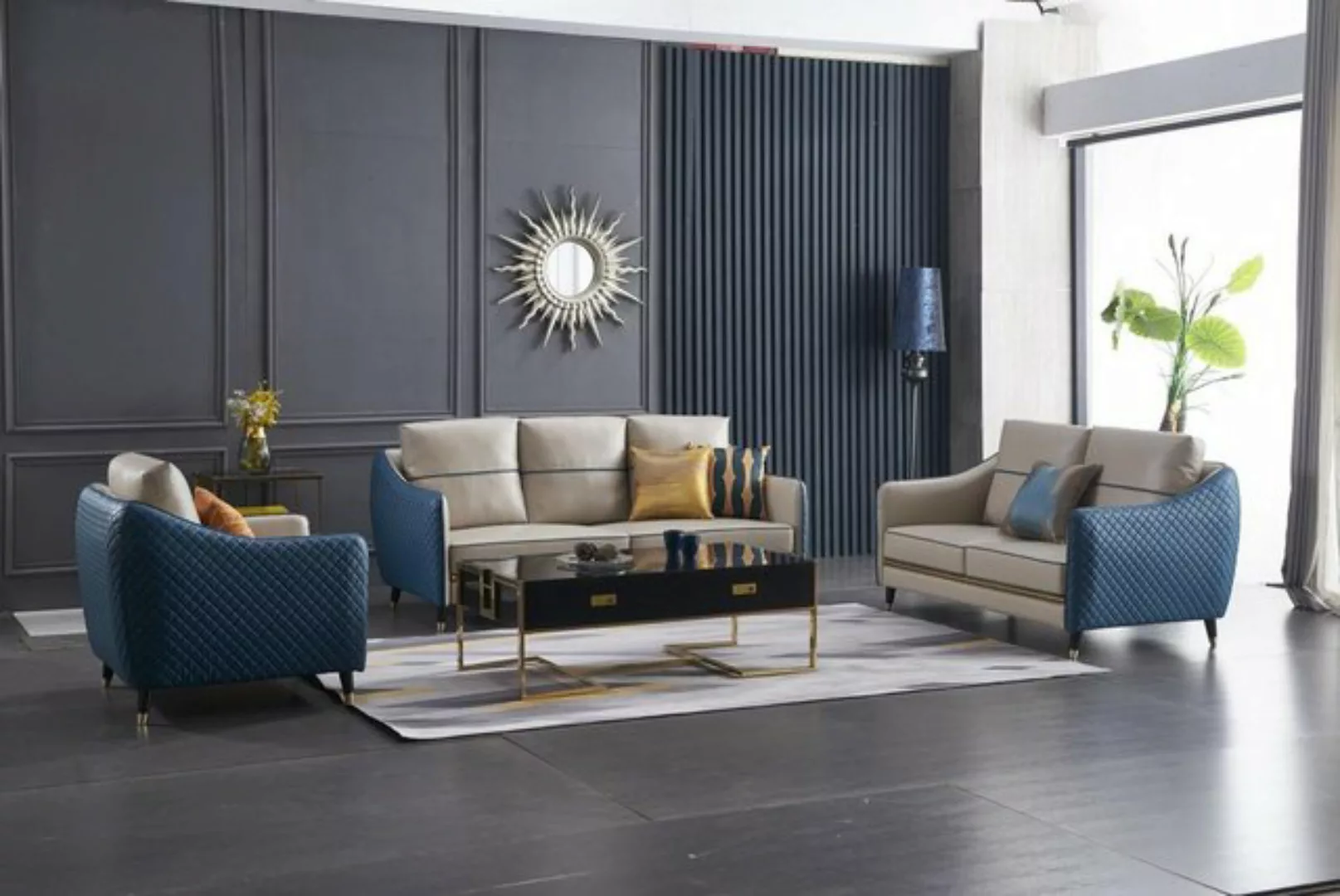 JVmoebel Sofa Sofagarnitur 3+1 Sitzer Set Design Sofas Polster Couchen Lede günstig online kaufen