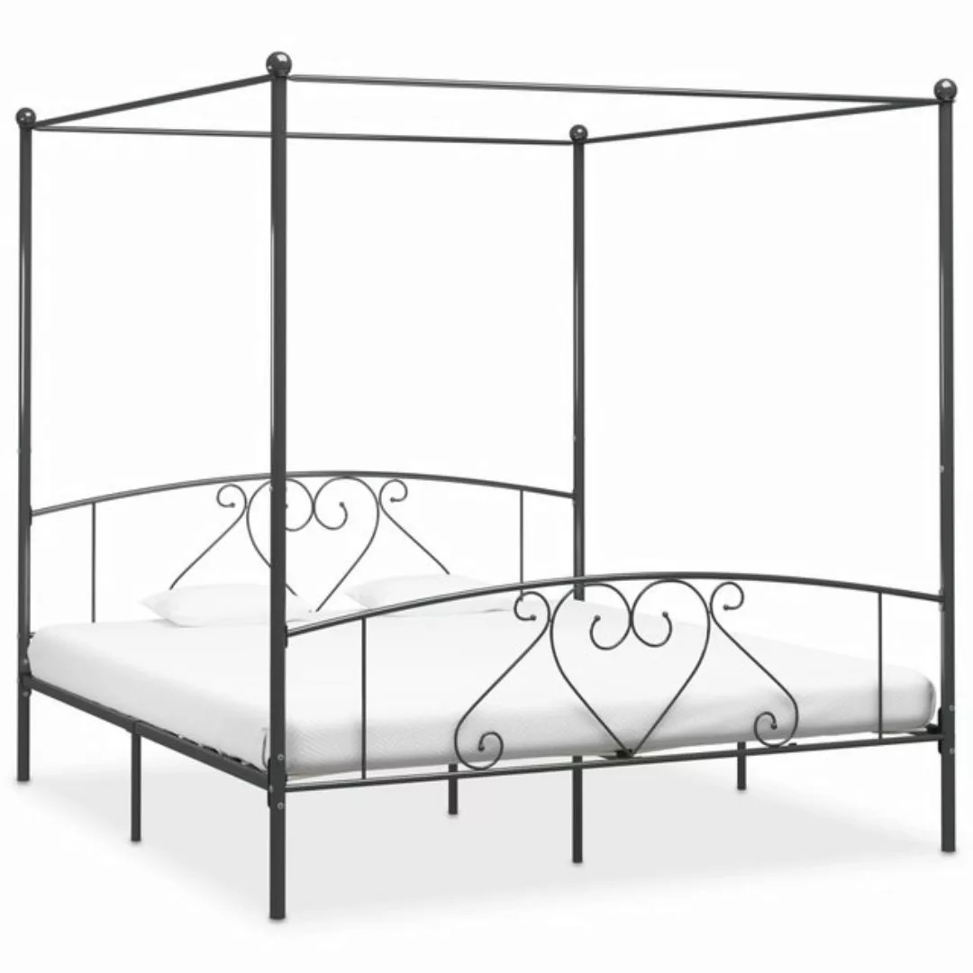 Himmelbett-gestell Grau Metall 180 X 200 Cm günstig online kaufen