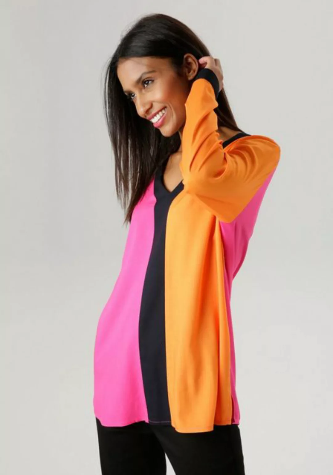 Aniston SELECTED Schlupfbluse mit trendy Colorblocking - NEUE KOLLEKTION günstig online kaufen