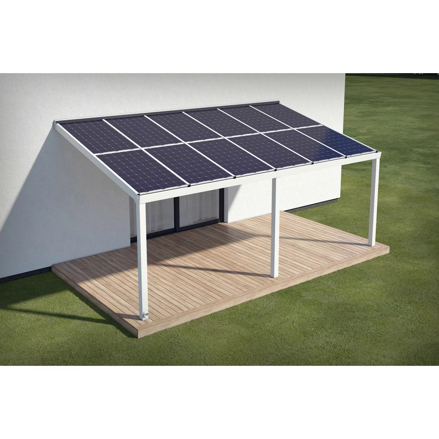 ePIT PV-Terasse 4,44 kW Neigung 15° Weiß 649 cm x 352 cm Regenabfluss Links günstig online kaufen