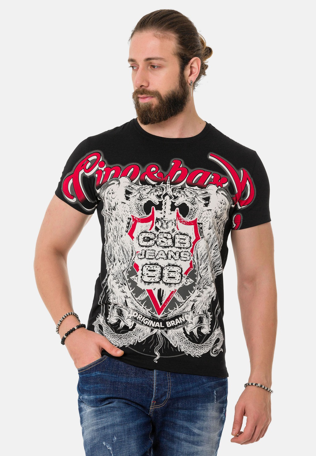 Cipo & Baxx T-Shirt "T-Shirt", mit Schattenmuster auf der Vorder-und Rückse günstig online kaufen