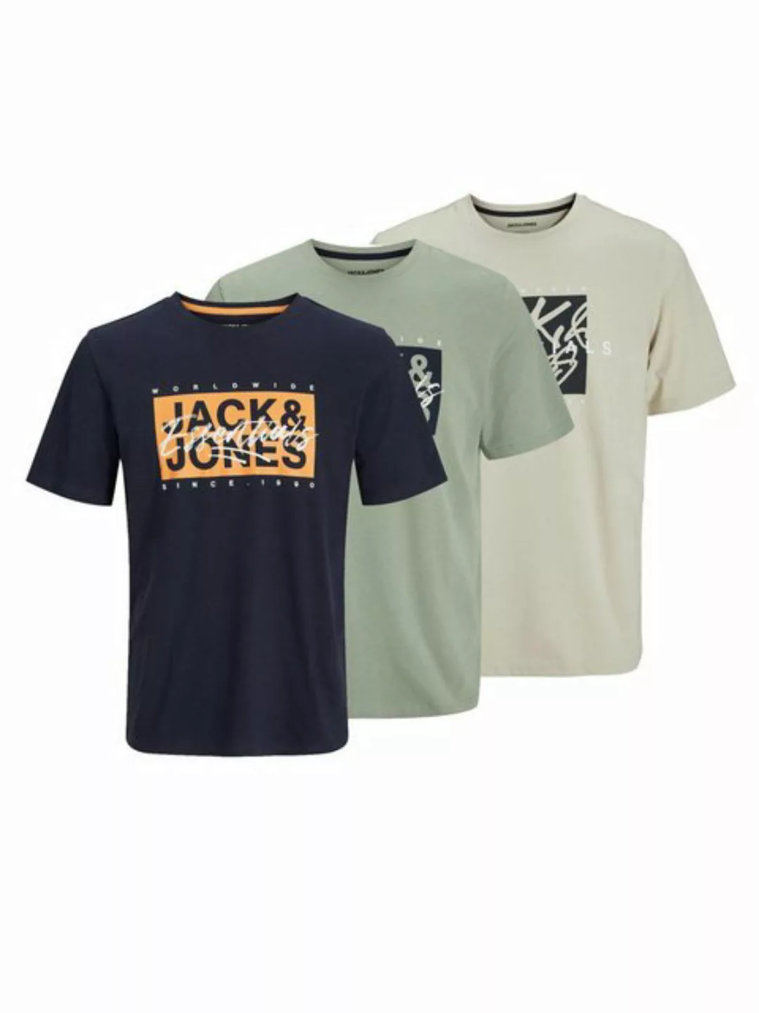 Jack & Jones T-Shirt JACK & JONES Male T-Shirt 3er-Pack Logo Rundhals T-Shi günstig online kaufen