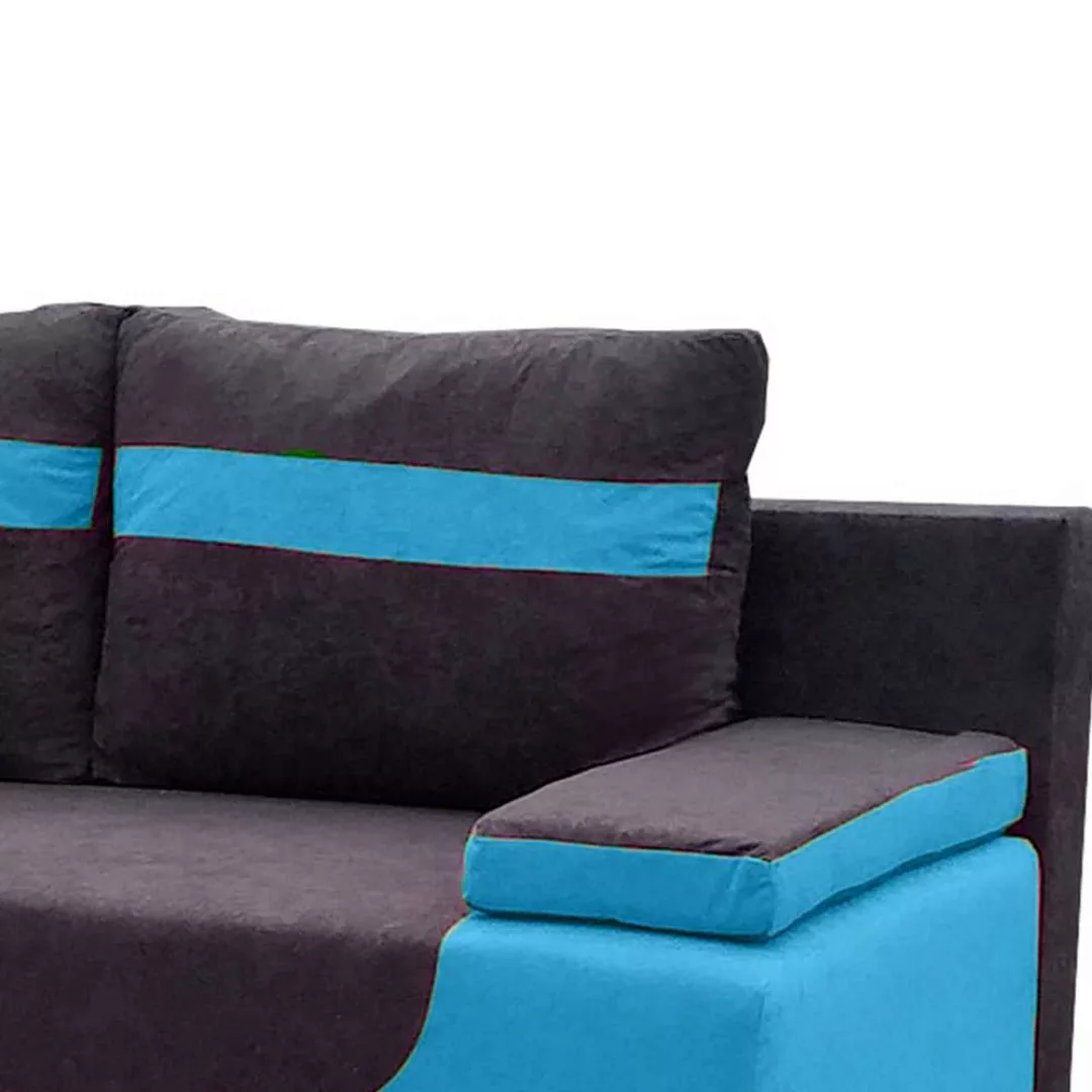 Schlafcouch Funktionssofa in Blau und Dunkelgrau günstig online kaufen