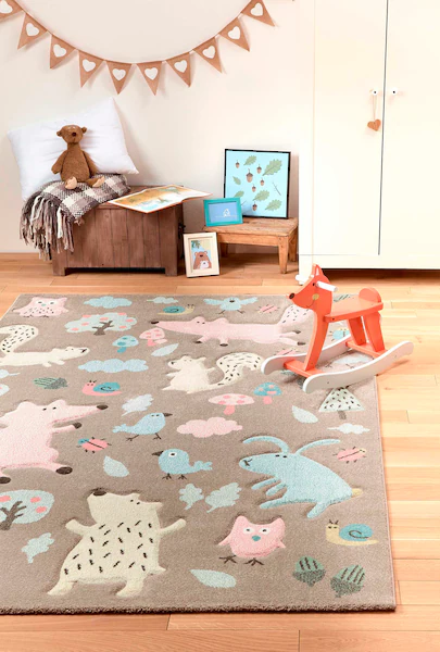 Sigikid Kinderteppich »Forest«, rechteckig, 13 mm Höhe, Wald Tiere Design, günstig online kaufen