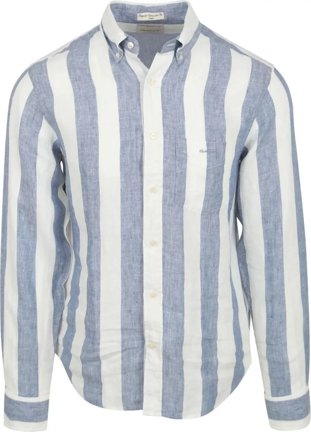 Gant College Hemd Leinen Streifen Blau - Größe L günstig online kaufen