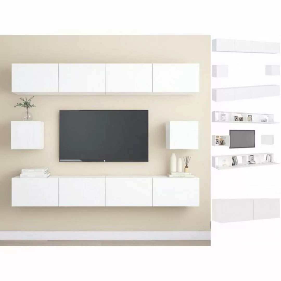 vidaXL Kleiderschrank 6-tlg TV-Schrank-Set Weiß Spanplatte TV-Konsole für F günstig online kaufen