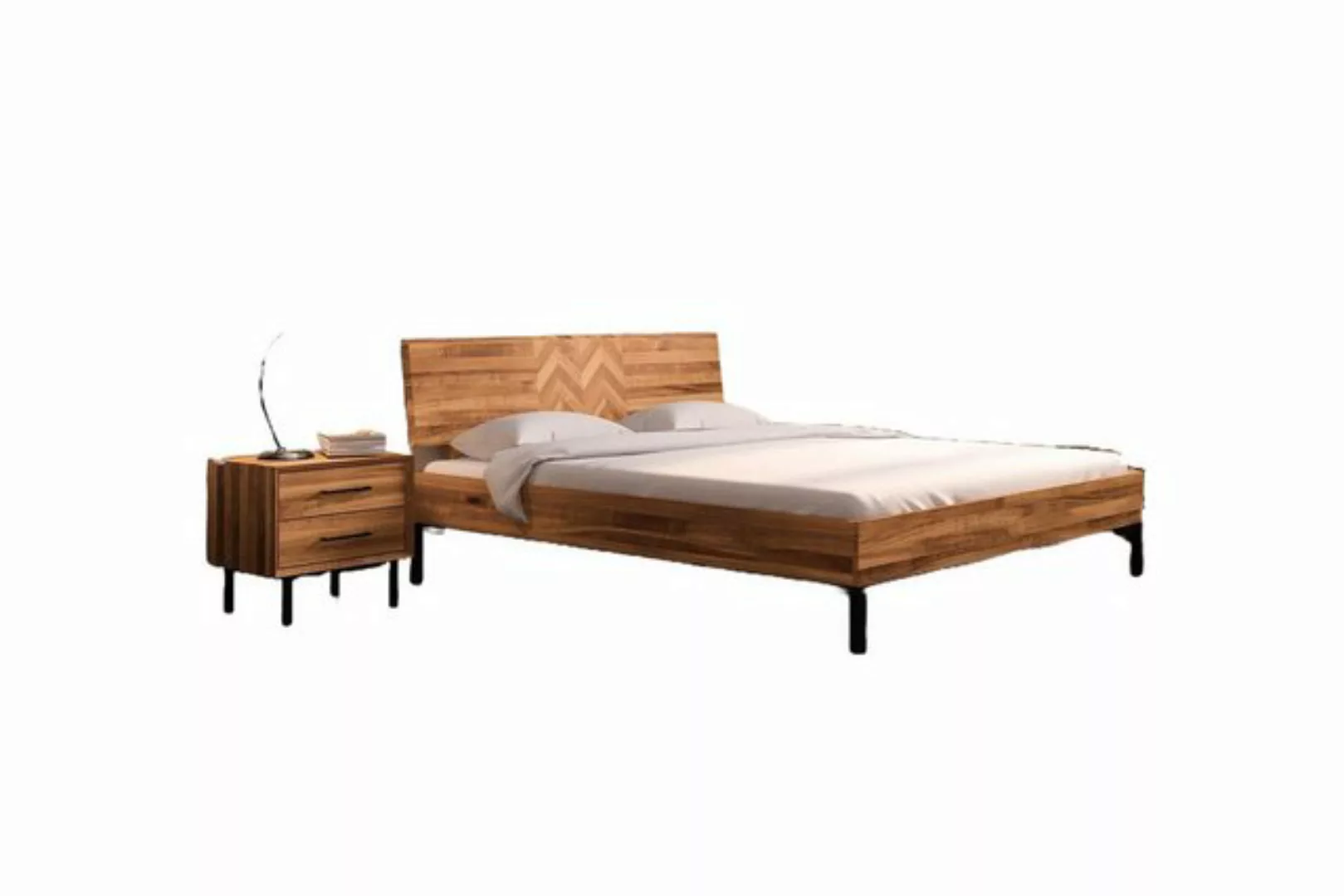 Natur24 Einzelbett Bett Seiba 2 Wildeiche massiv 120x200 mit Holzkopfteil günstig online kaufen