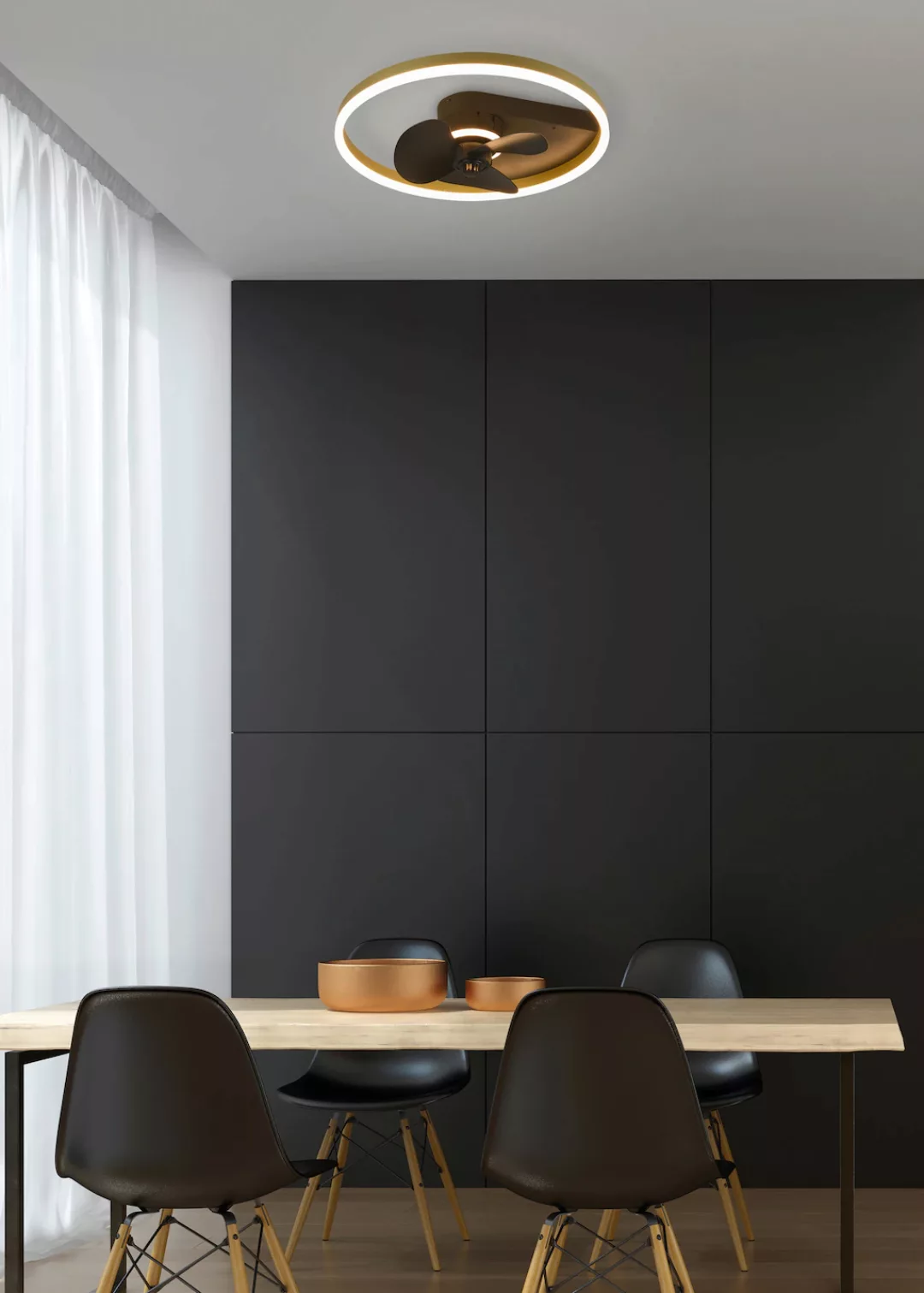 Deckenventilator Borgholm mit LEDs, CCT, schwarz günstig online kaufen