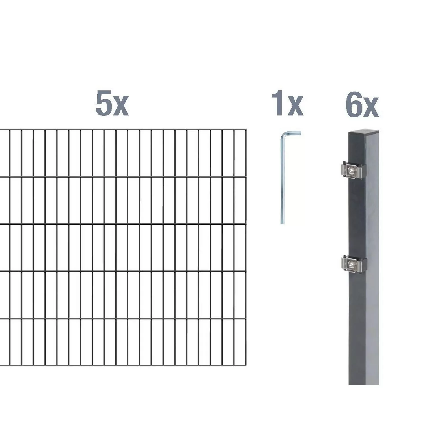 Metallzaun Grund-Set Doppelstabmatte Anthrazit z. Einbetonieren 160 cm x 10 günstig online kaufen