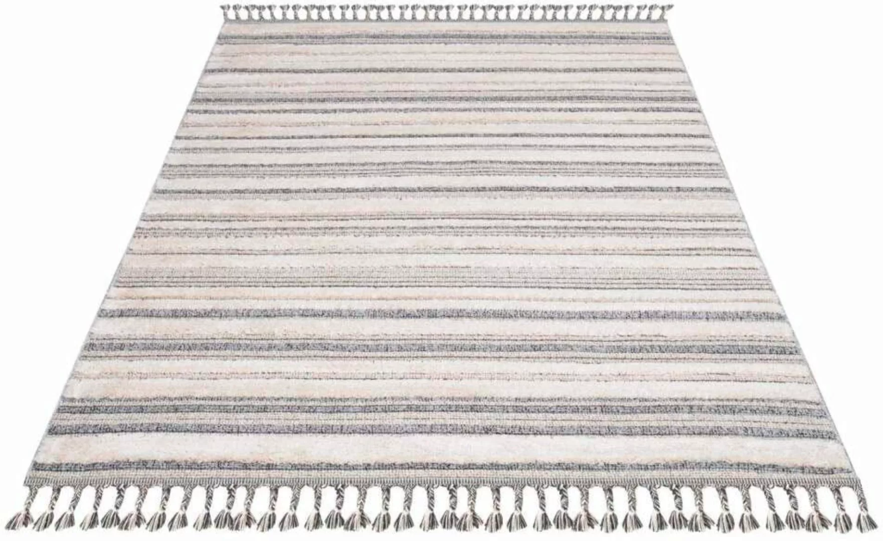 Carpet City Teppich »Valencia 807«, rechteckig, Boho-Stil, Gestreift, 3D-Ef günstig online kaufen