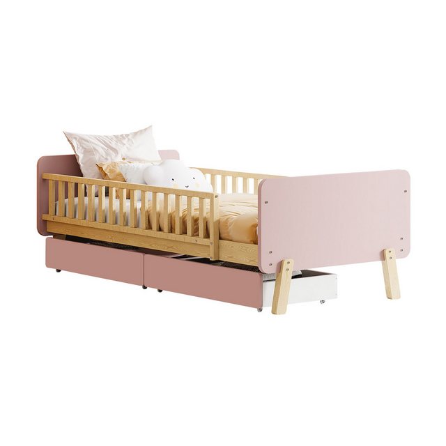 Flieks Kinderbett, Einzelbett Massivholzbett 90x190cm mit 2 Schubladen günstig online kaufen